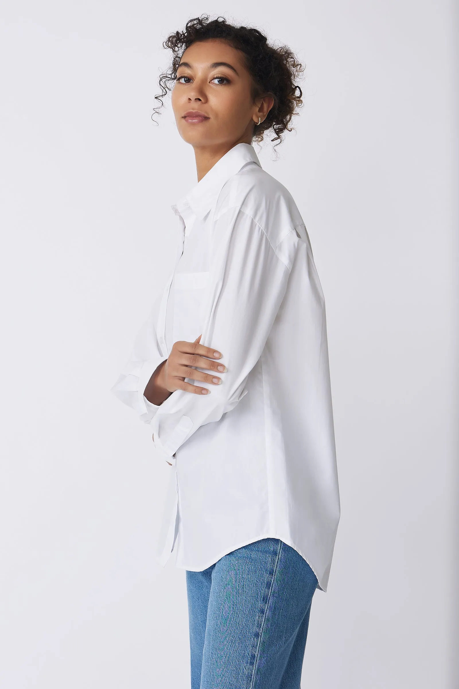 Joni Boyfriend Shirt - White Poplin