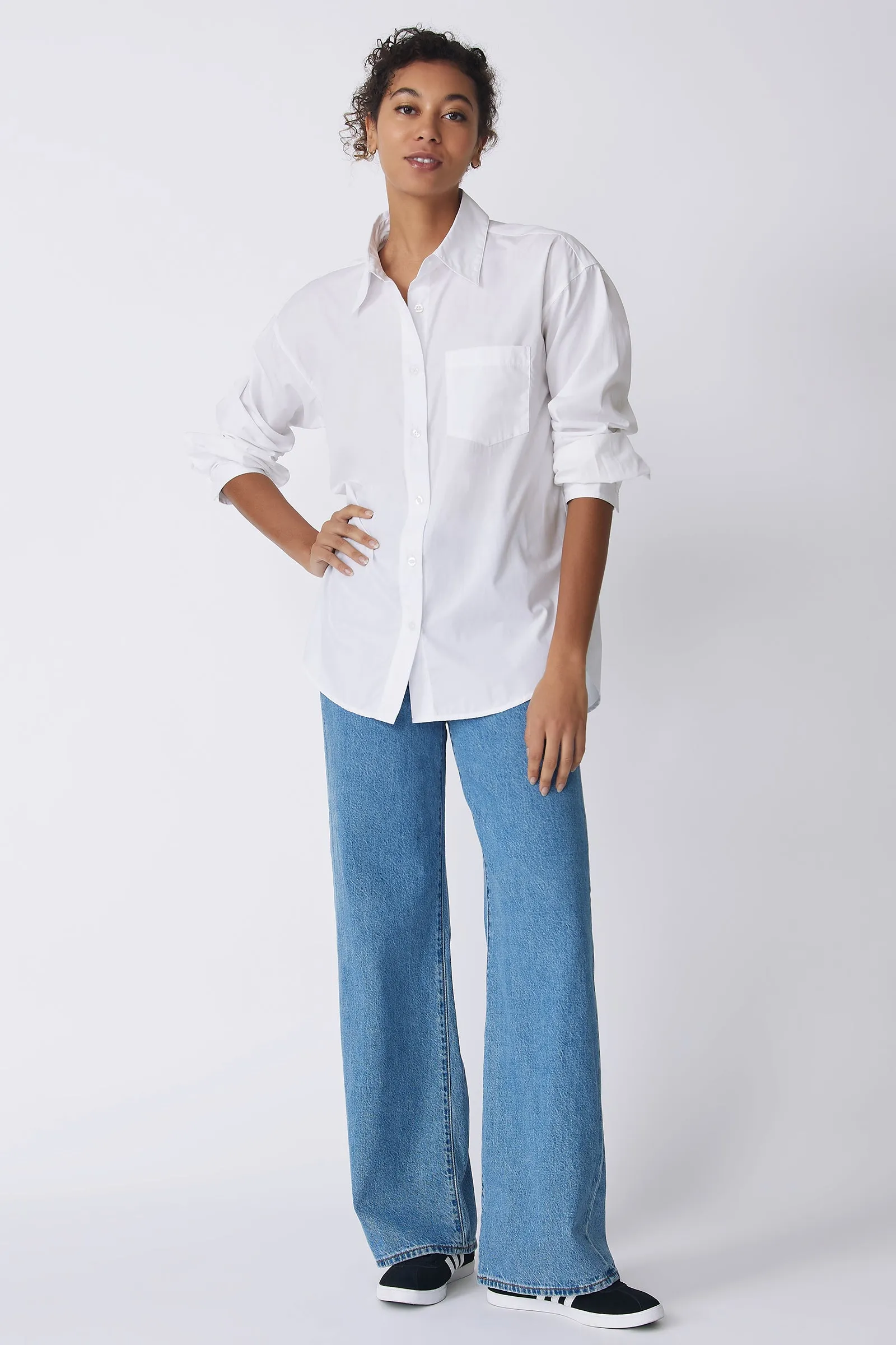 Joni Boyfriend Shirt - White Poplin