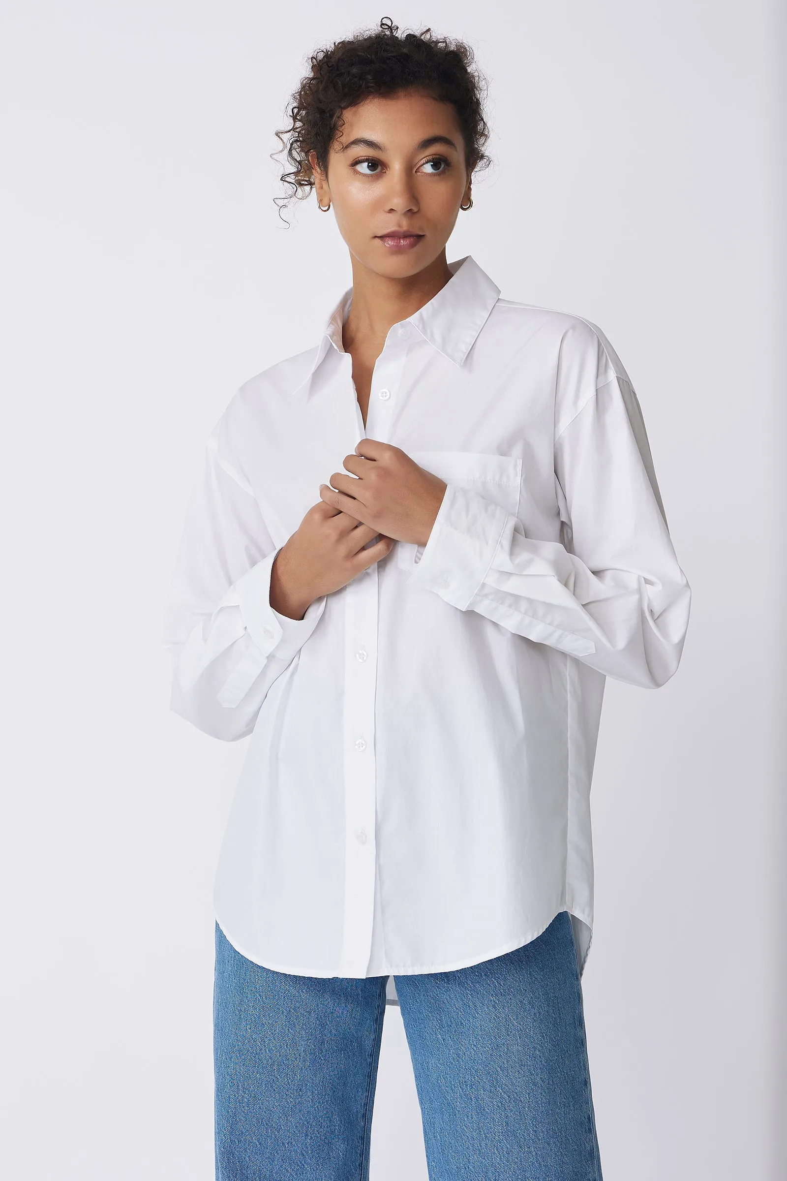 Joni Boyfriend Shirt - White Poplin