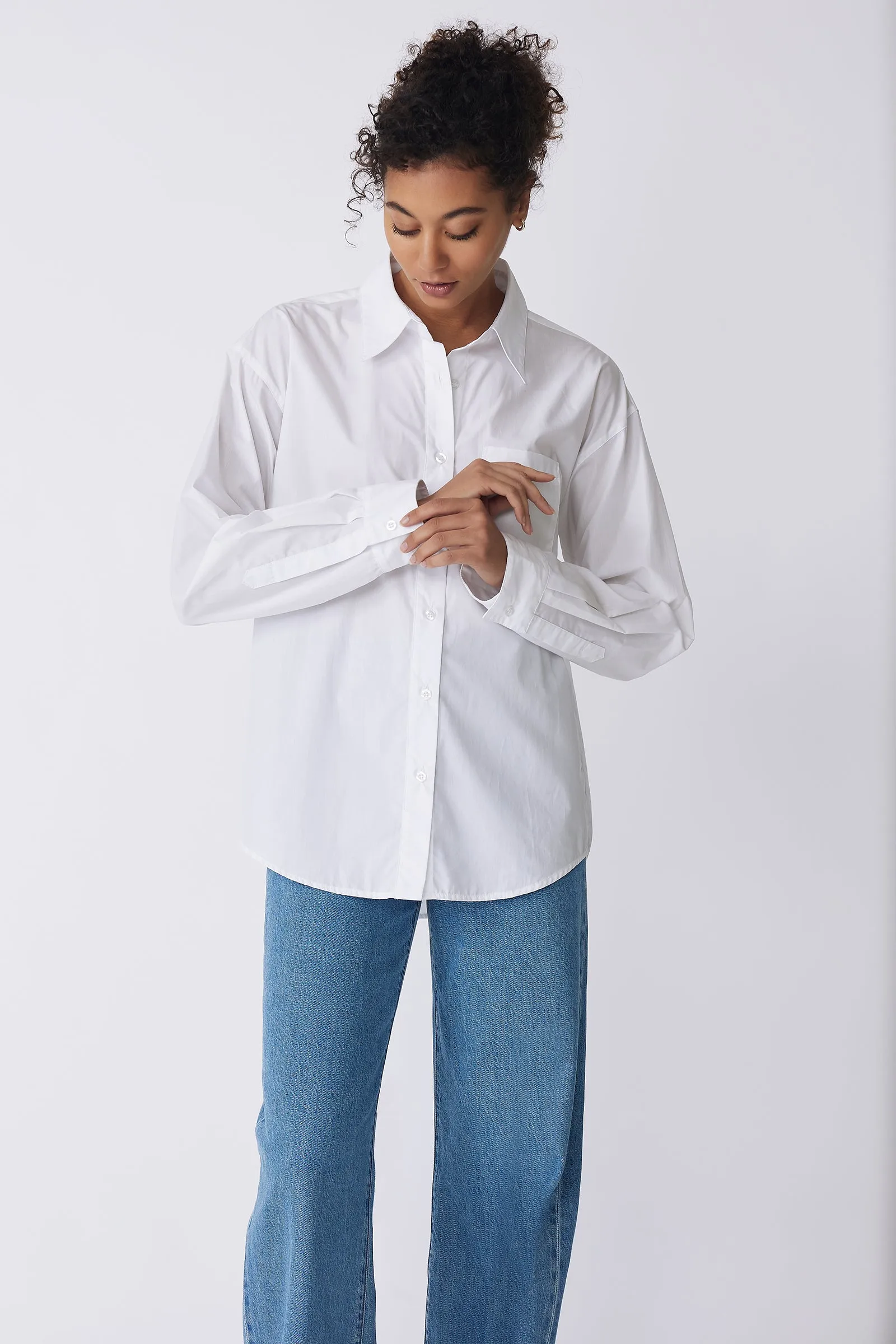 Joni Boyfriend Shirt - White Poplin
