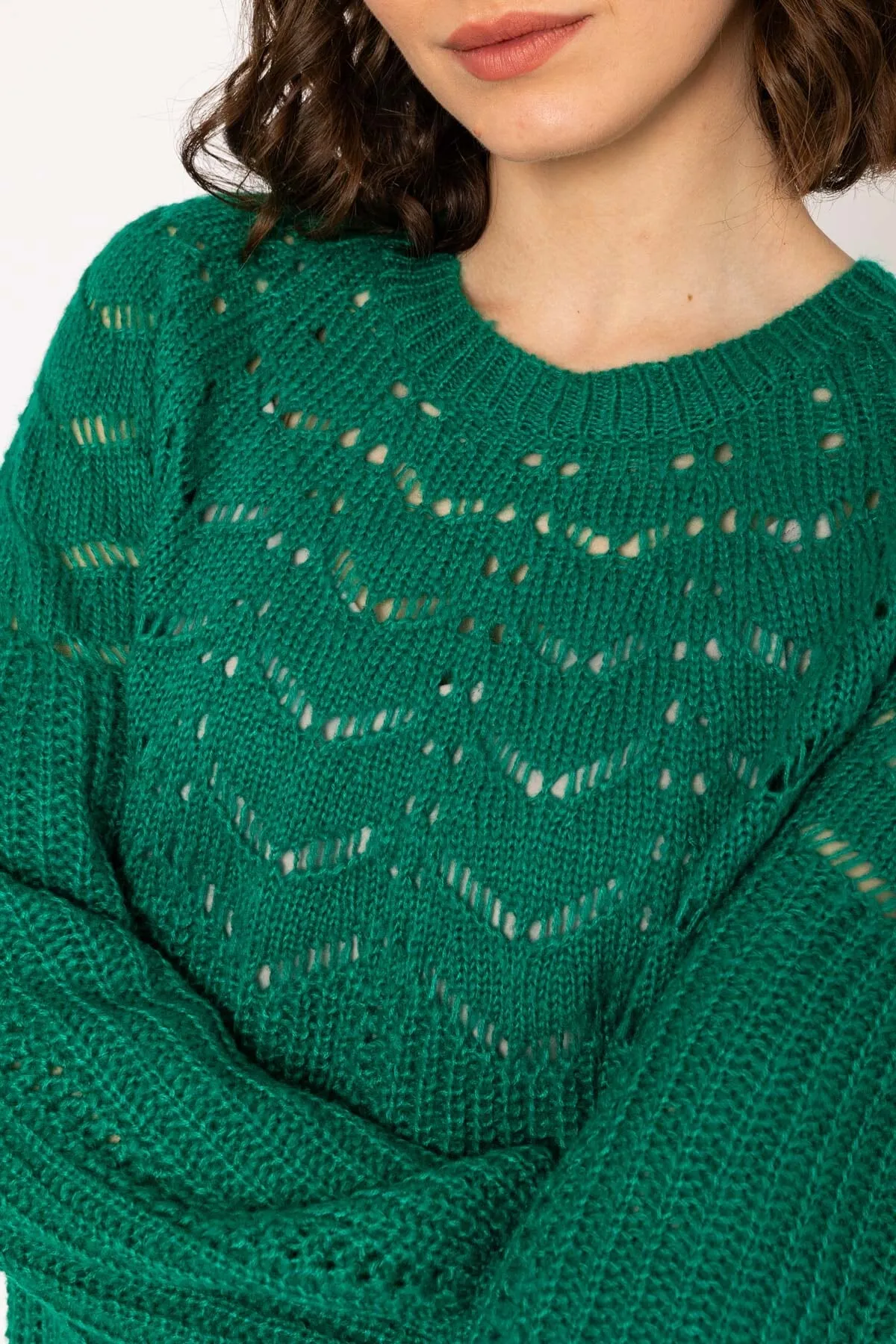 Knit Jumper with Bell Sleeves in Green