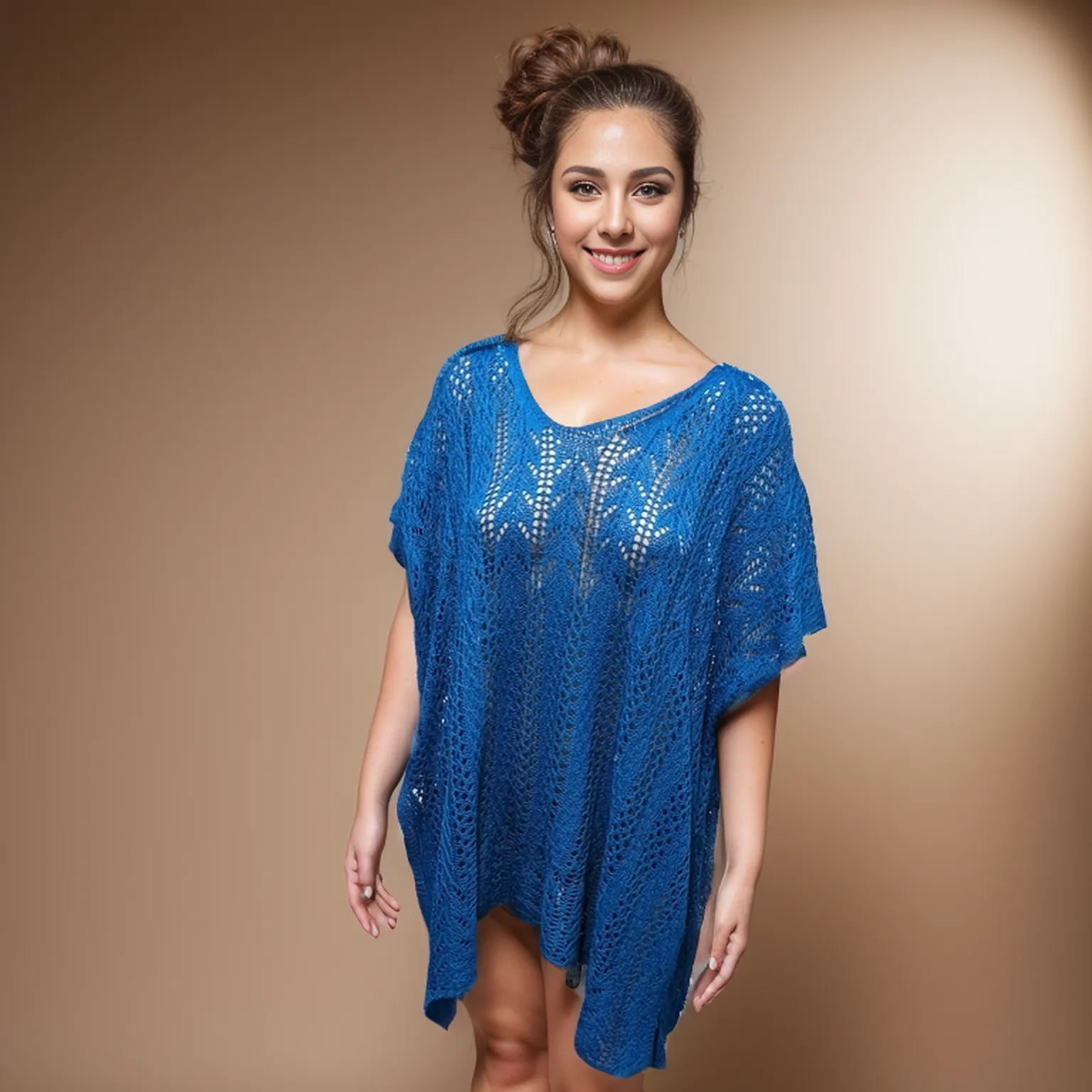 Knitted Jumper Style Cover Up - Blue