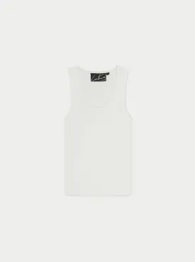 KNITTED LOGO RACER VEST - WHITE