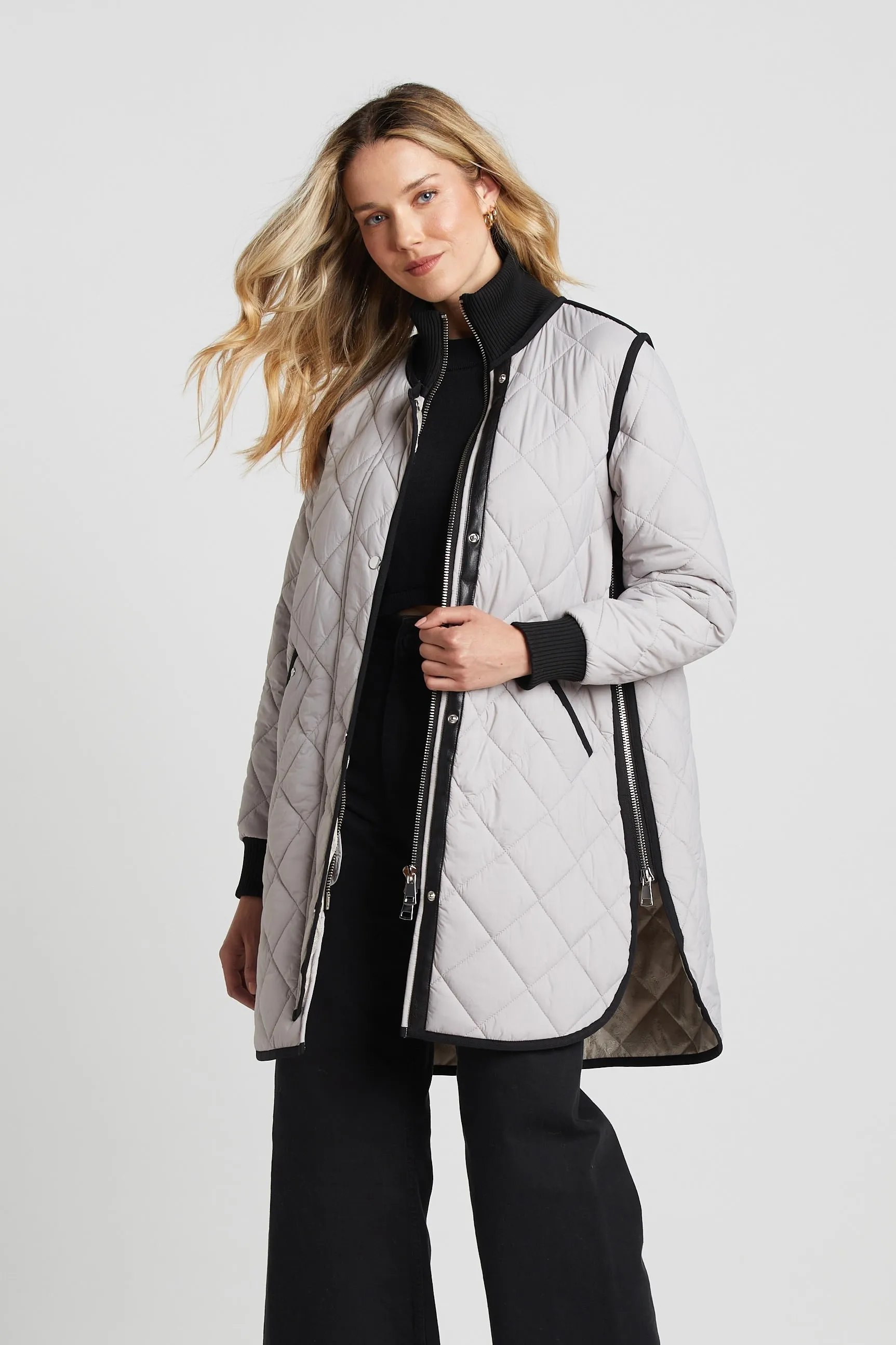 Libby Quilted Full Zip Coat - Cloud