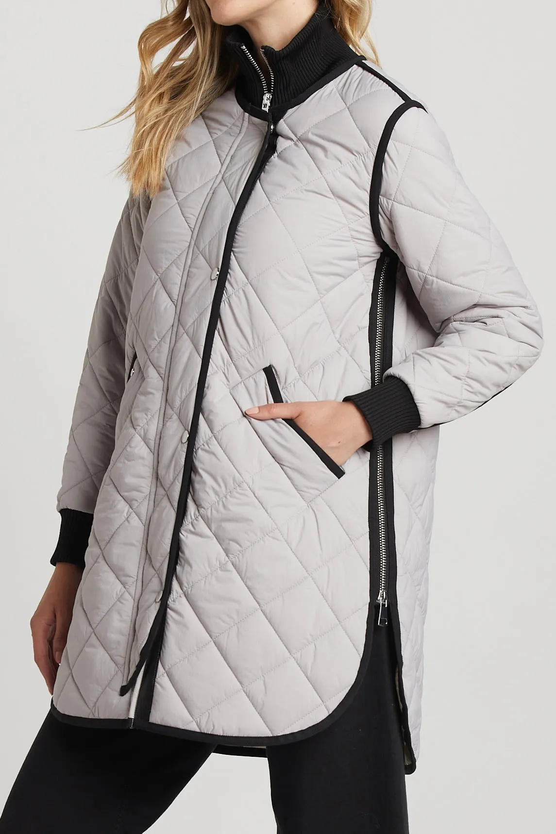 Libby Quilted Full Zip Coat - Cloud