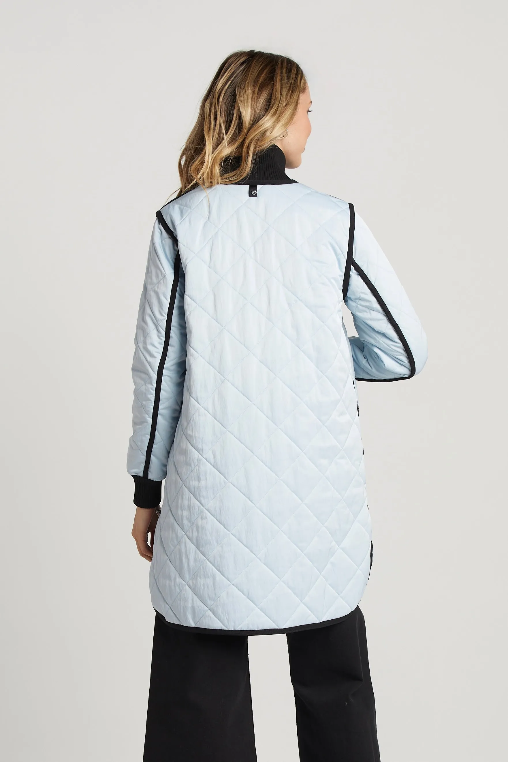 Libby Quilted Full Zip Coat - Ice Blue