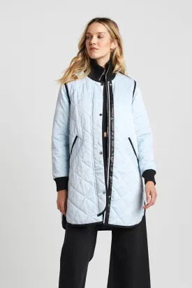 Libby Quilted Full Zip Coat - Ice Blue