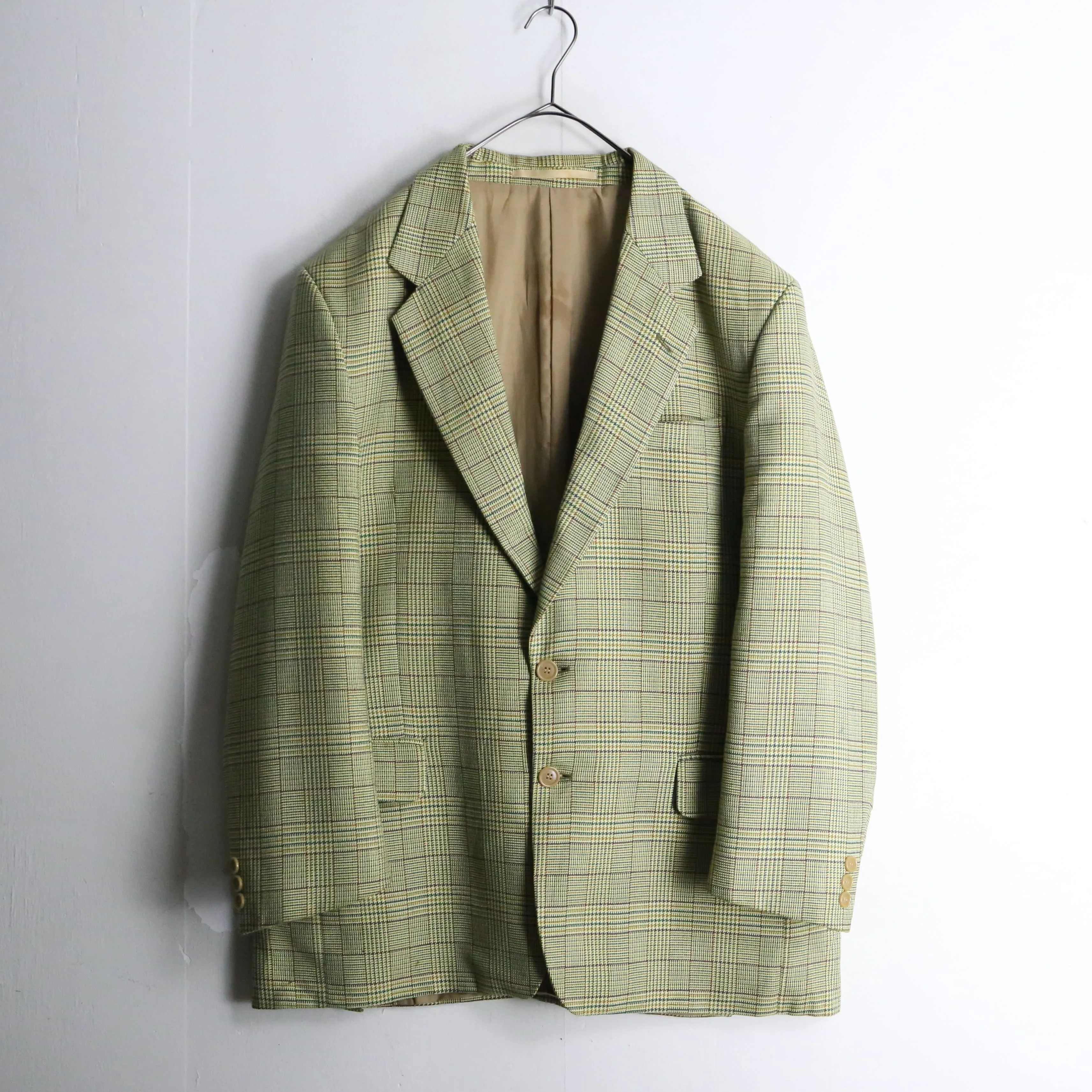 light green check single tailored  jacket