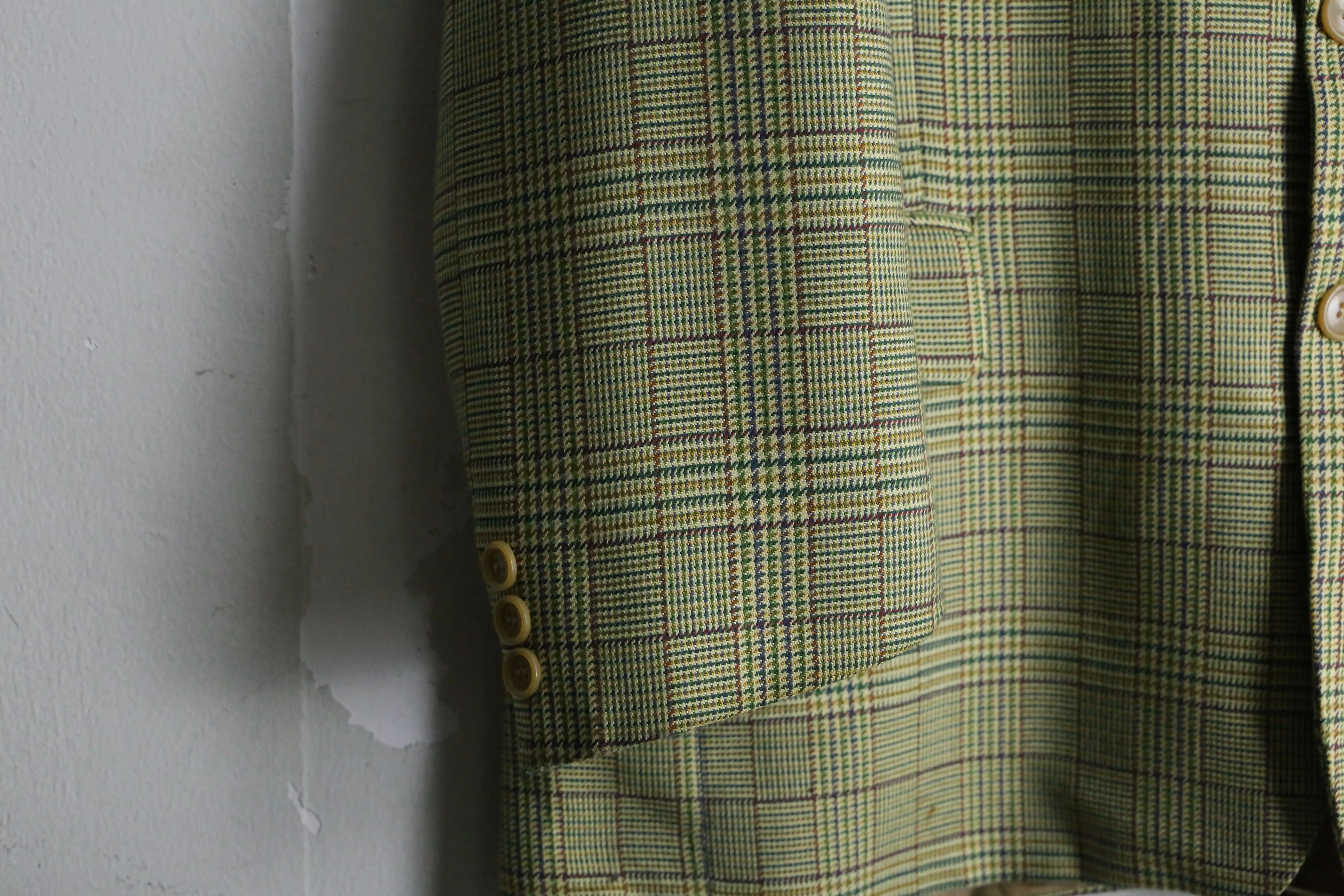 light green check single tailored  jacket
