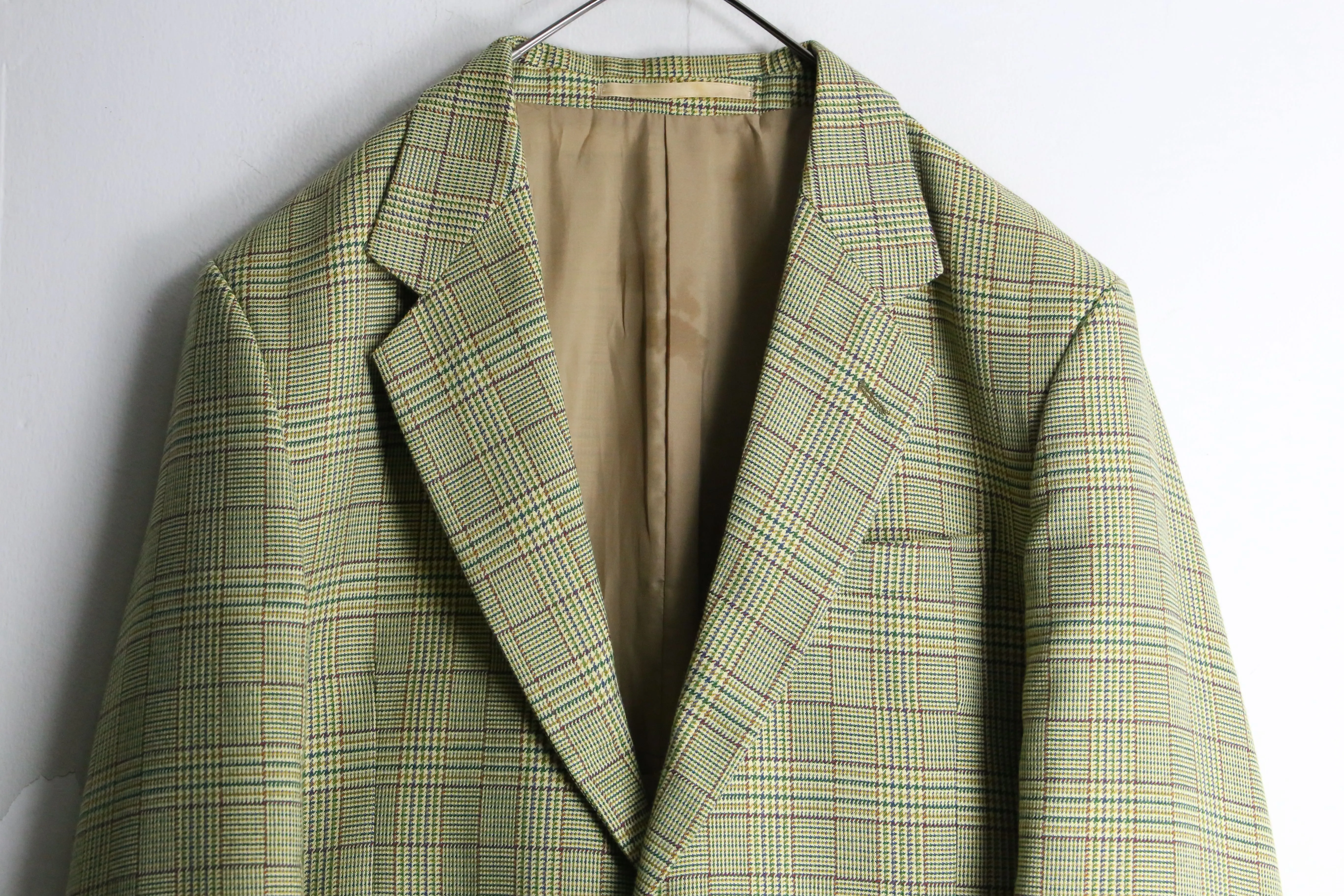light green check single tailored  jacket
