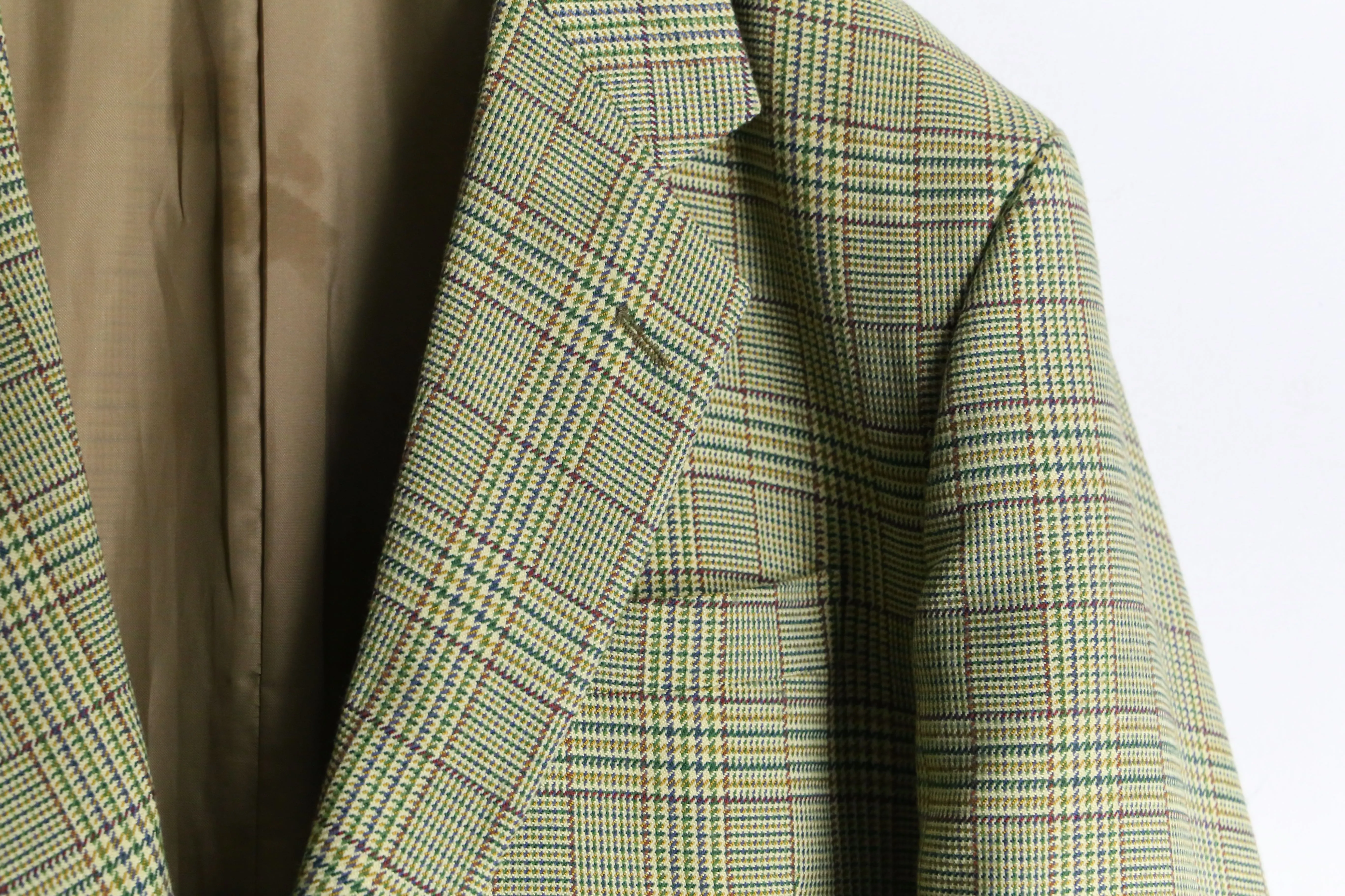 light green check single tailored  jacket