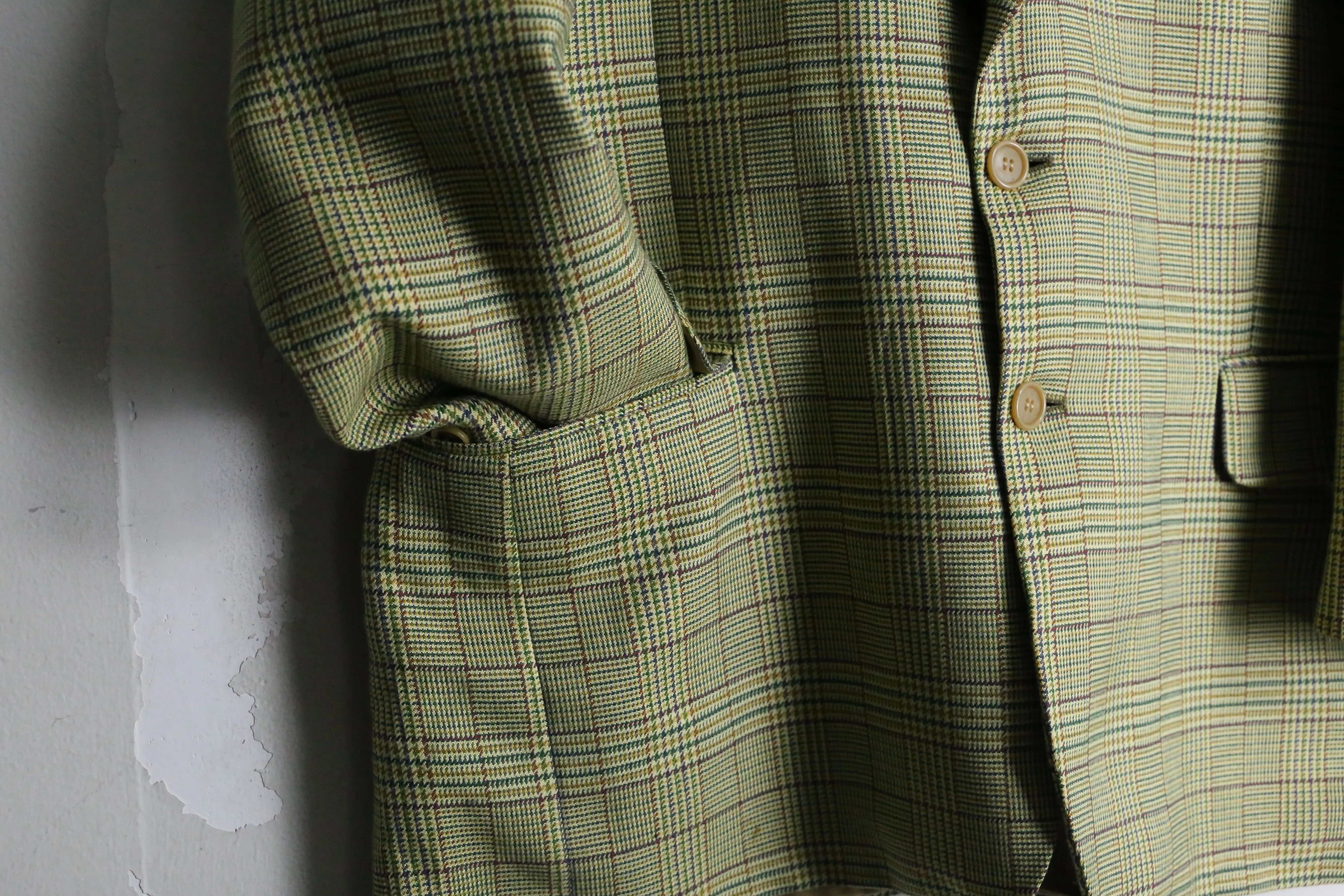 light green check single tailored  jacket