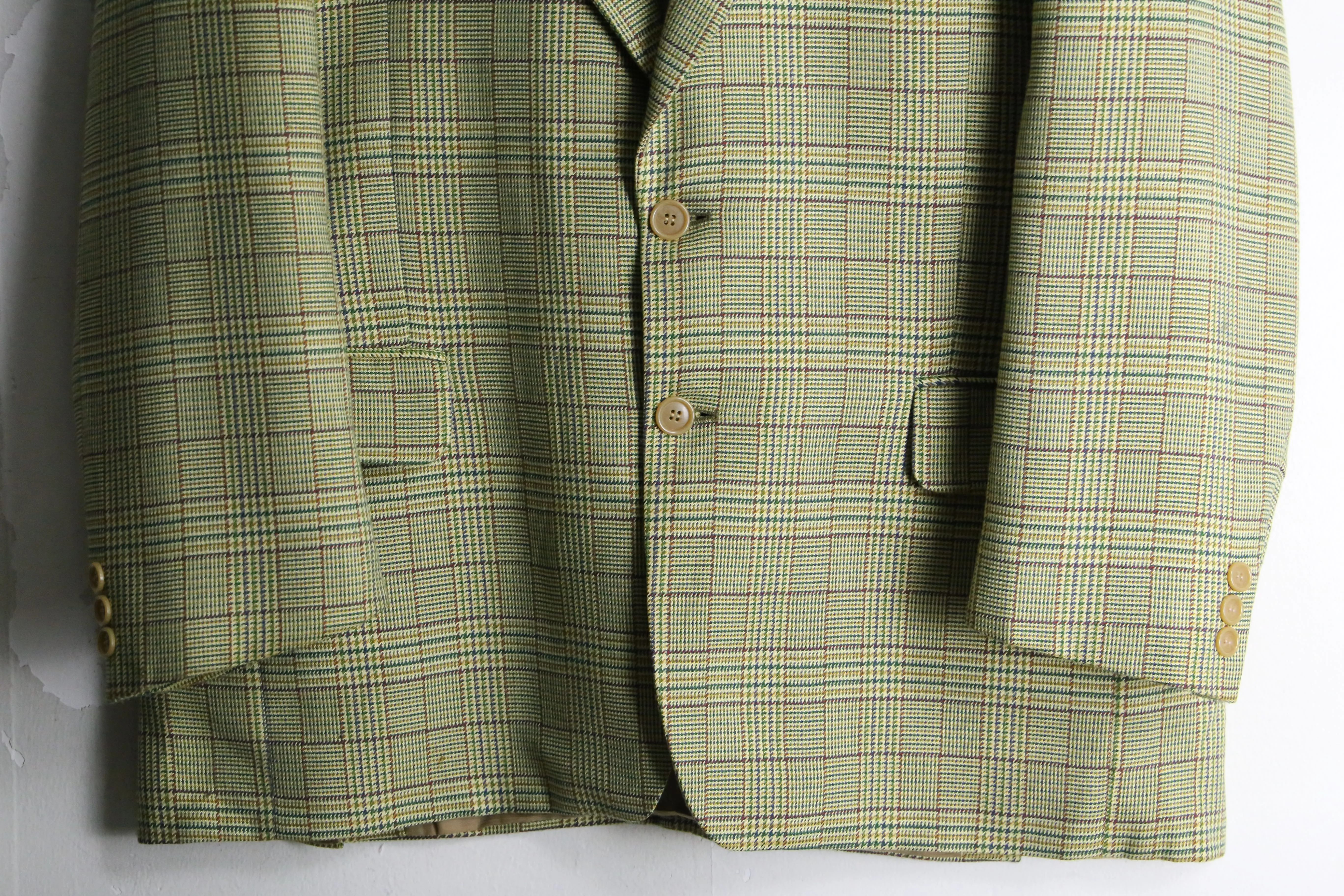 light green check single tailored  jacket
