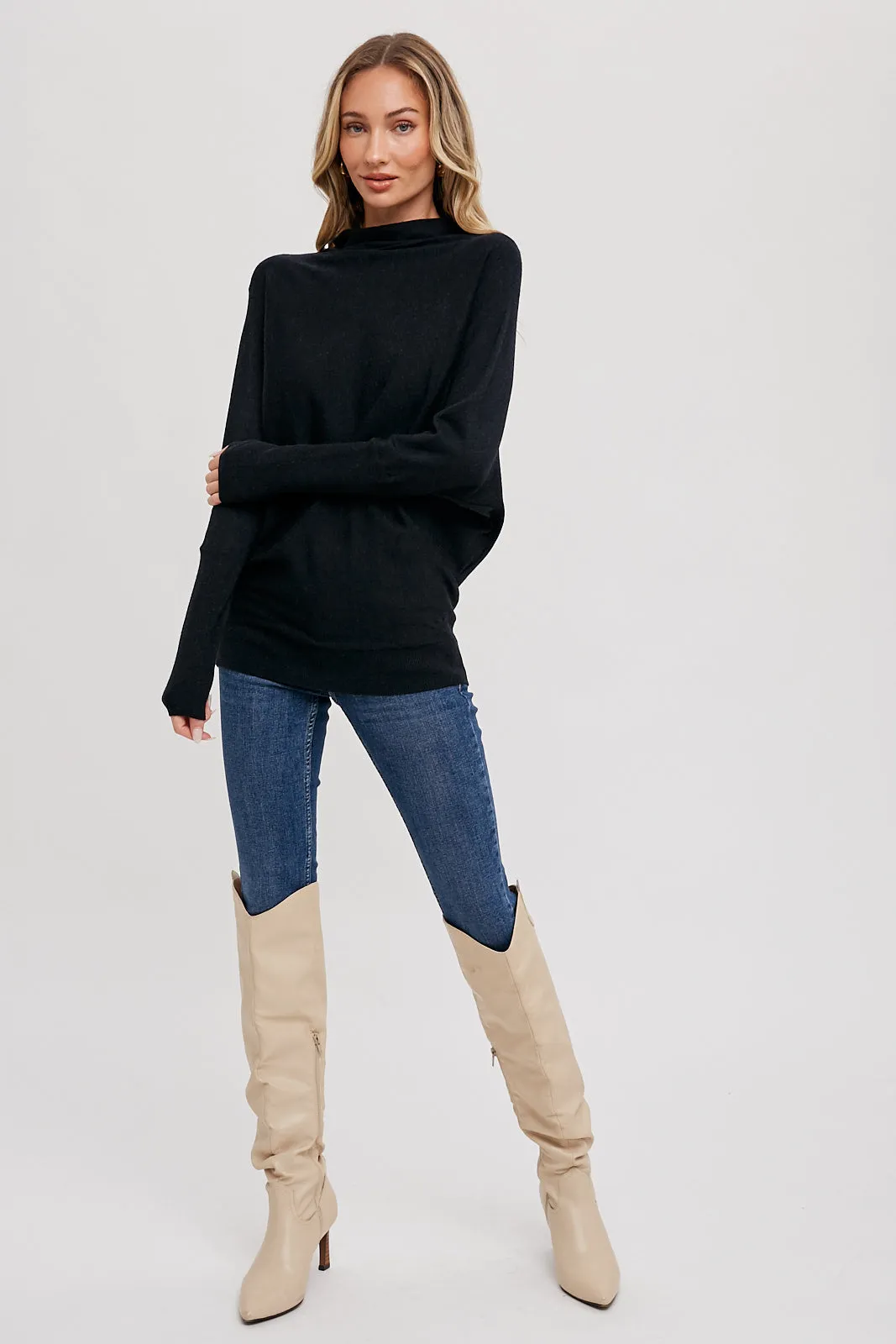 LIGHTWEIGHT SLOUCH NECK PULLOVER