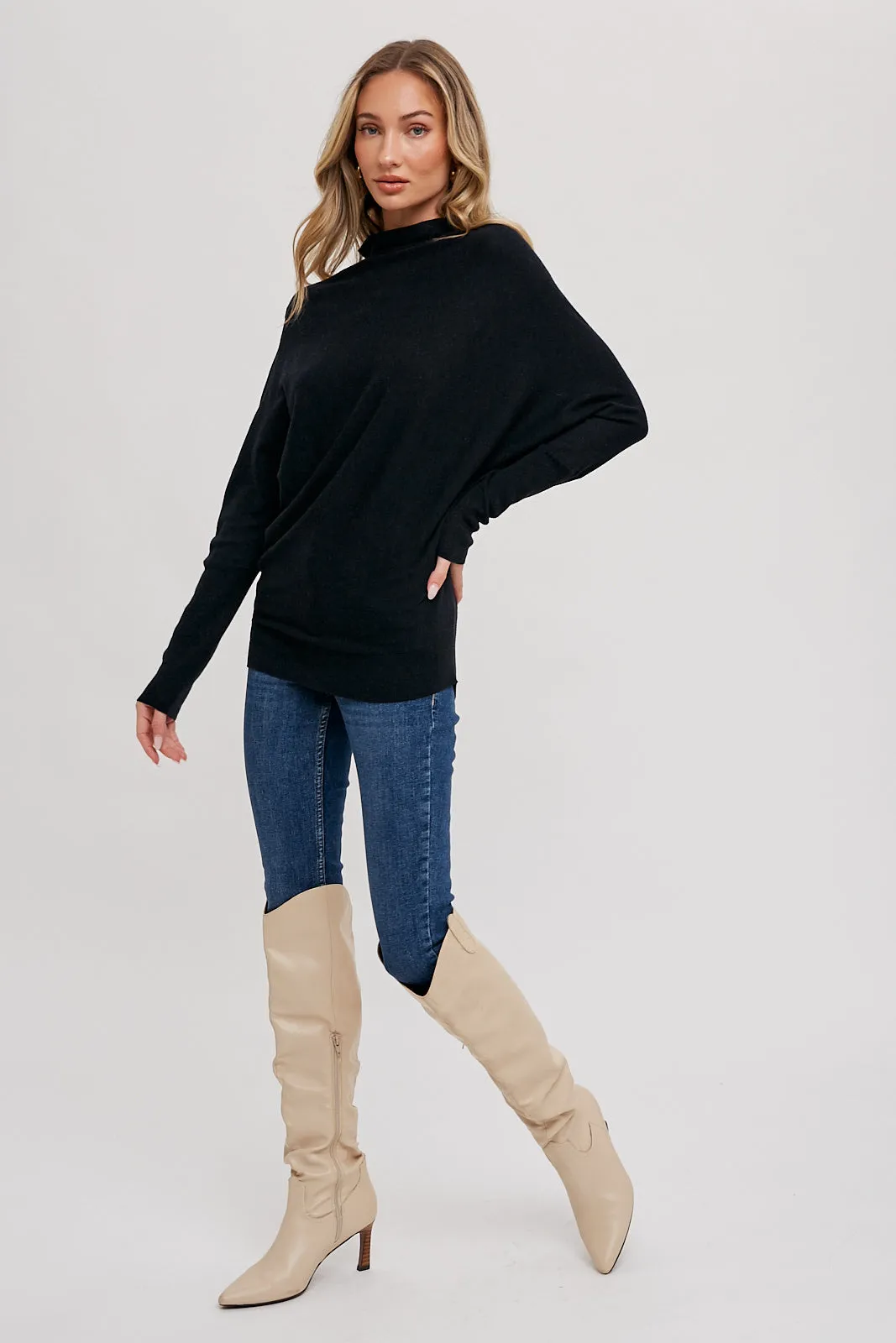 LIGHTWEIGHT SLOUCH NECK PULLOVER