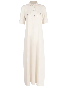 Long Collared Elbow Sleeve Shirt Dress