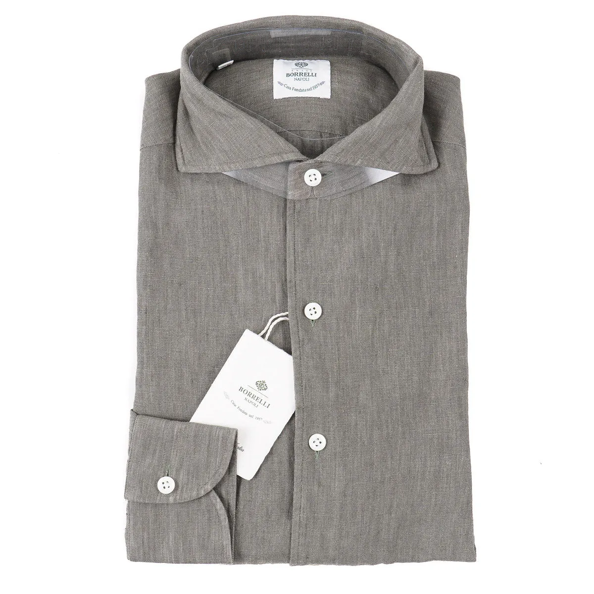Luigi Borrelli Trim-Fit Linen Dress Shirt