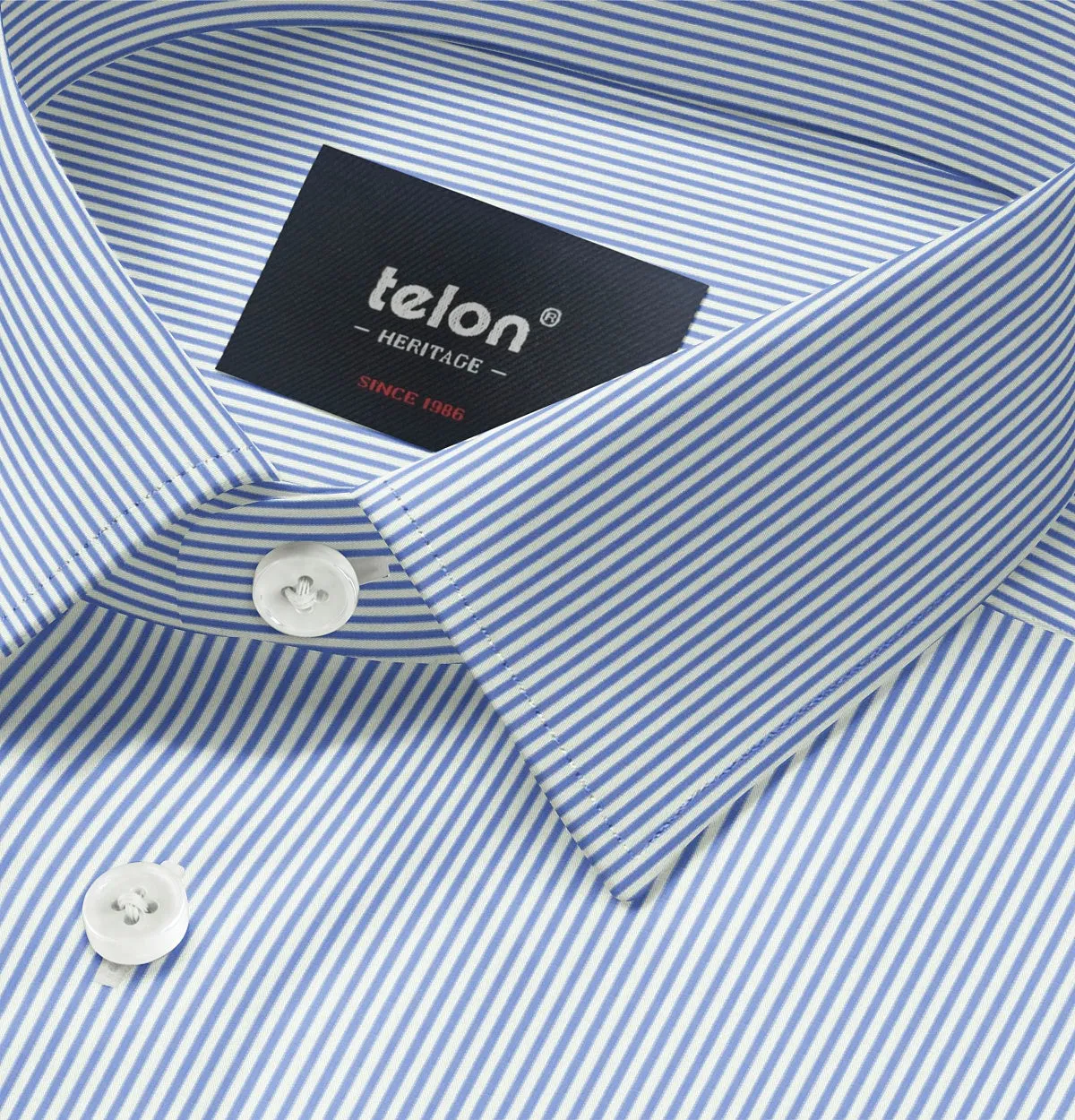 Luxury Pure Cotton - Long Sleeve - Medium Blue Pencil Stripe