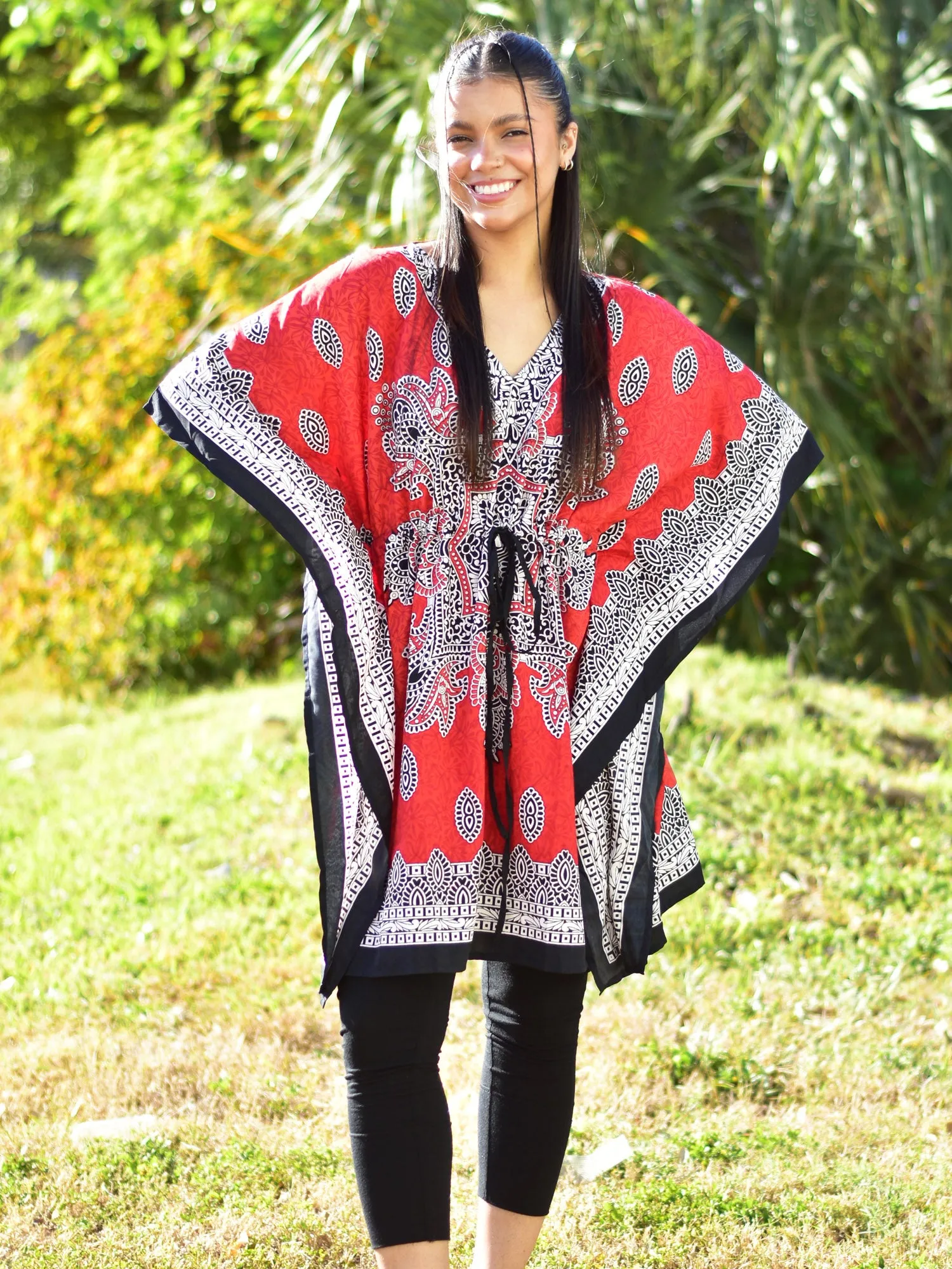 Missy Plus Bohemian Gypsy Crepe Caftan Coverup Poncho paisley Tunic short Dress Mini jumper dress