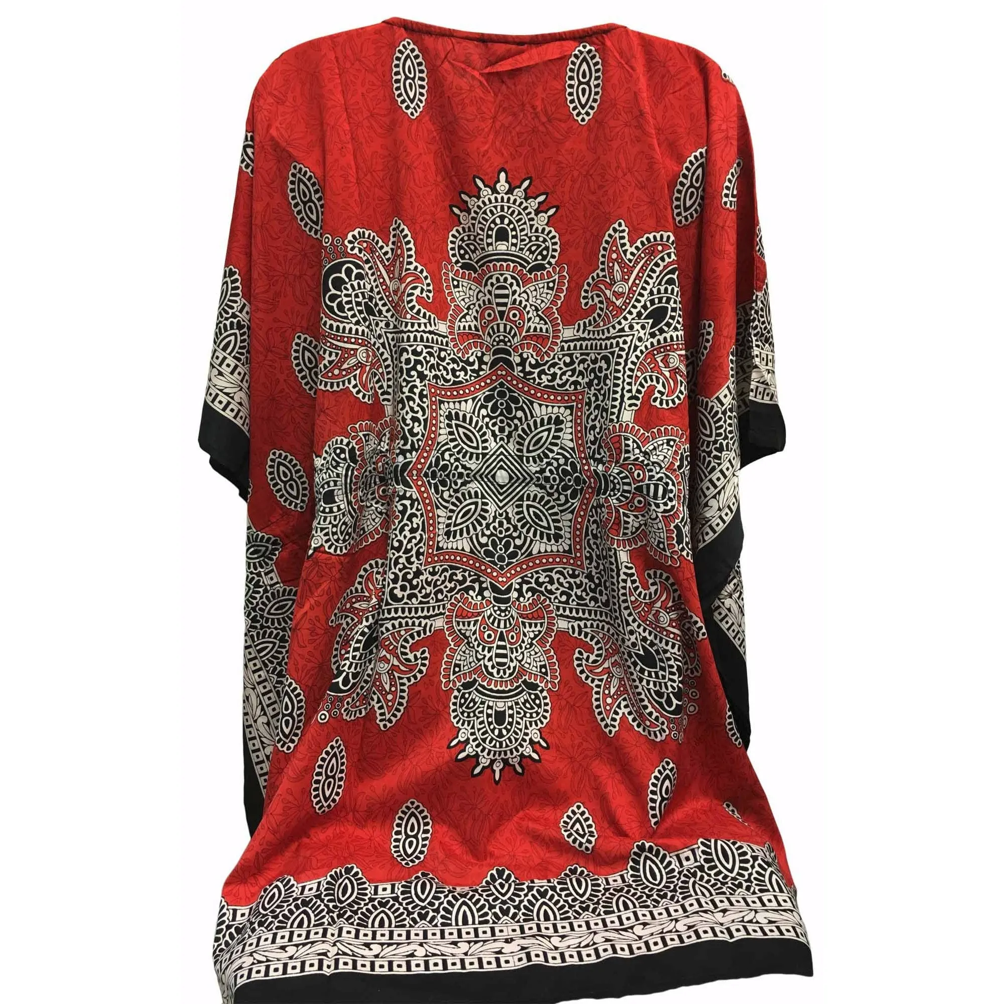 Missy Plus Bohemian Gypsy Crepe Caftan Coverup Poncho paisley Tunic short Dress Mini jumper dress