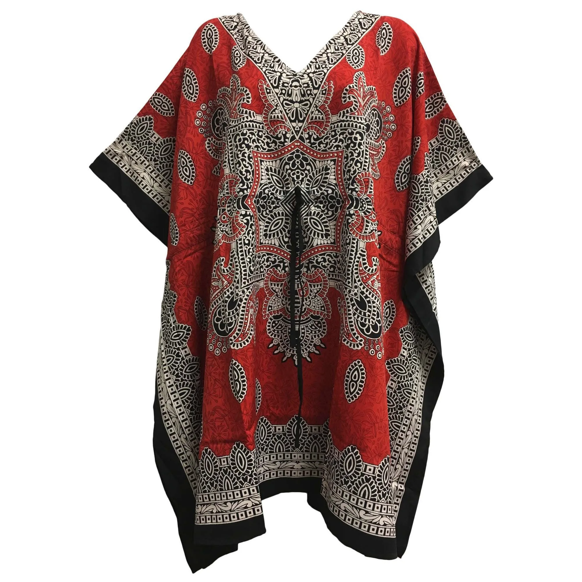 Missy Plus Bohemian Gypsy Crepe Caftan Coverup Poncho paisley Tunic short Dress Mini jumper dress