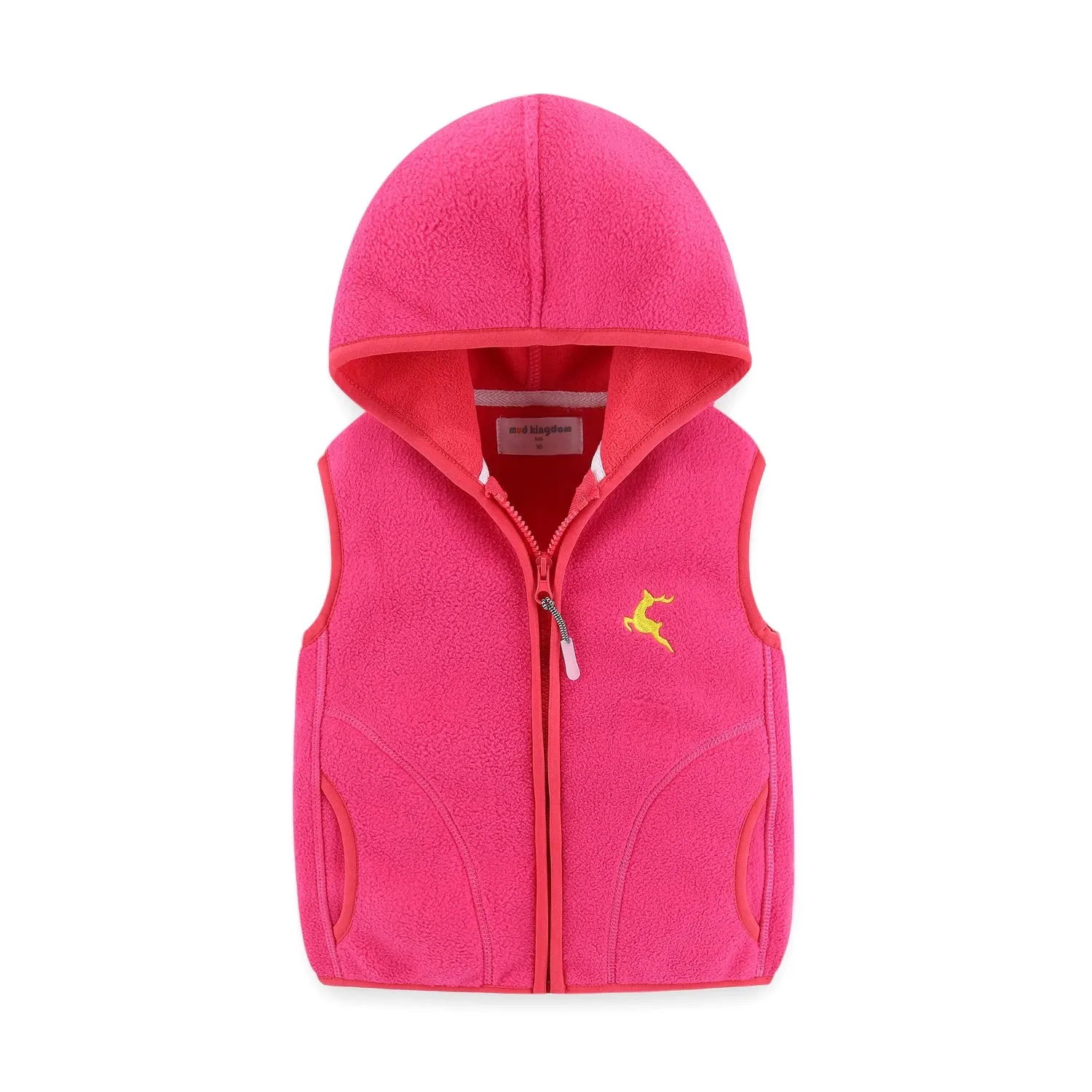 MudKingdom Toddler Boys Girls Fleece Hooded Vest Jacket Zip Up Reindeer Pattern Sleeveless Kids Outerwear for Children Clothing