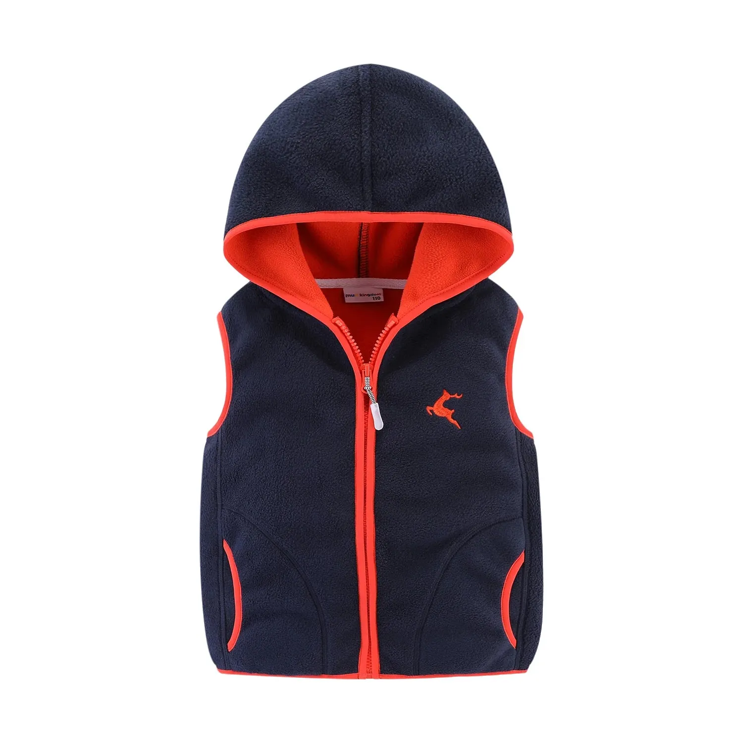 MudKingdom Toddler Boys Girls Fleece Hooded Vest Jacket Zip Up Reindeer Pattern Sleeveless Kids Outerwear for Children Clothing