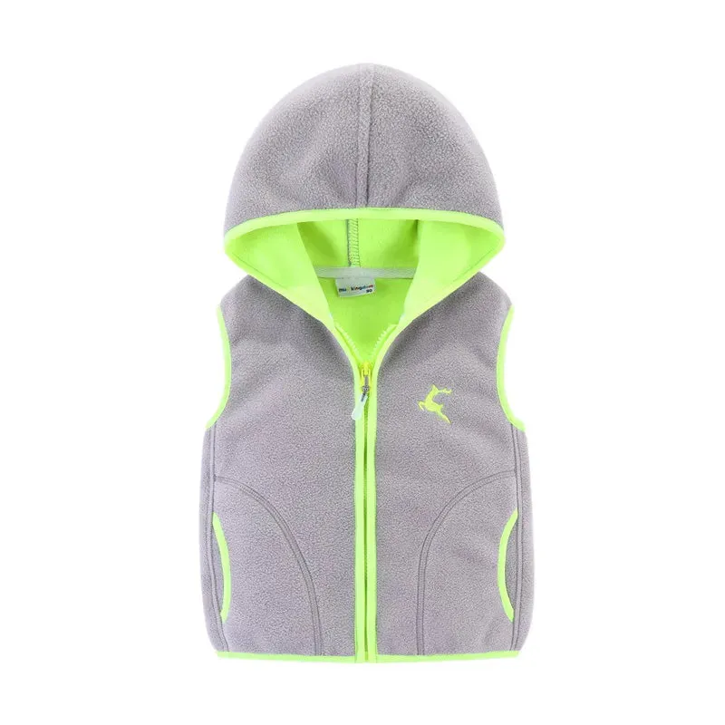 MudKingdom Toddler Boys Girls Fleece Hooded Vest Jacket Zip Up Reindeer Pattern Sleeveless Kids Outerwear for Children Clothing