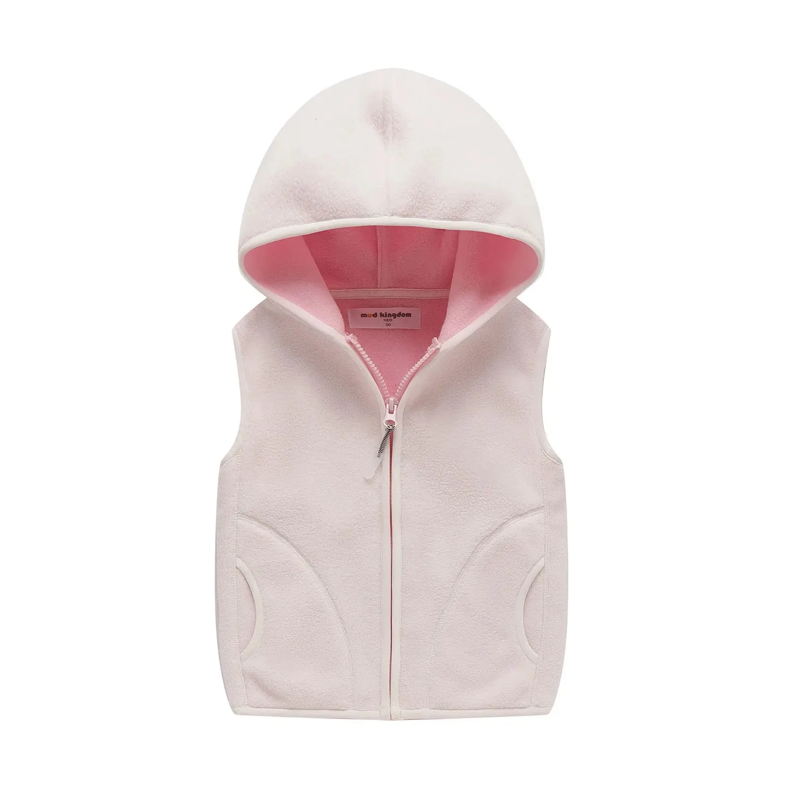 MudKingdom Toddler Boys Girls Fleece Hooded Vest Jacket Zip Up Reindeer Pattern Sleeveless Kids Outerwear for Children Clothing