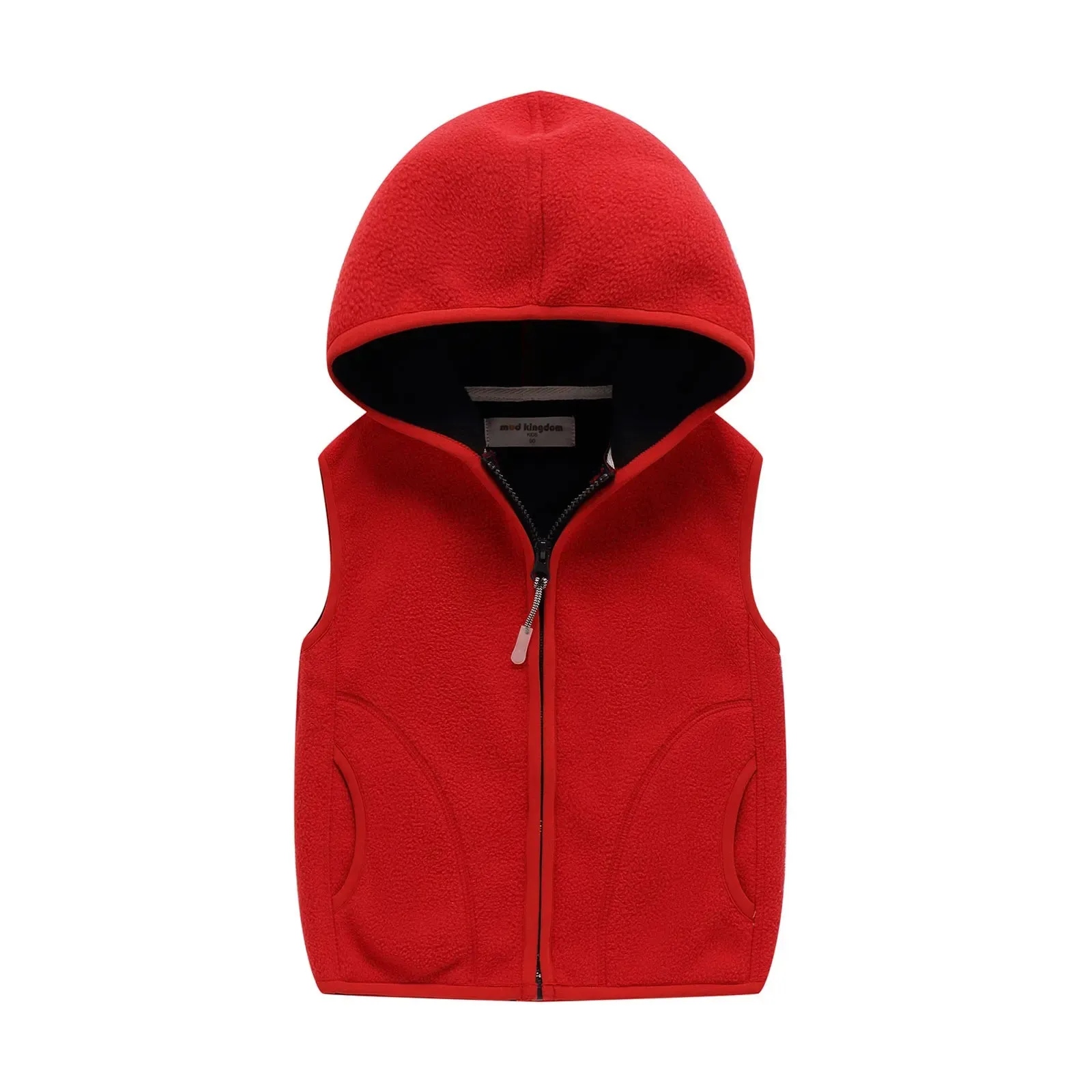 MudKingdom Toddler Boys Girls Fleece Hooded Vest Jacket Zip Up Reindeer Pattern Sleeveless Kids Outerwear for Children Clothing