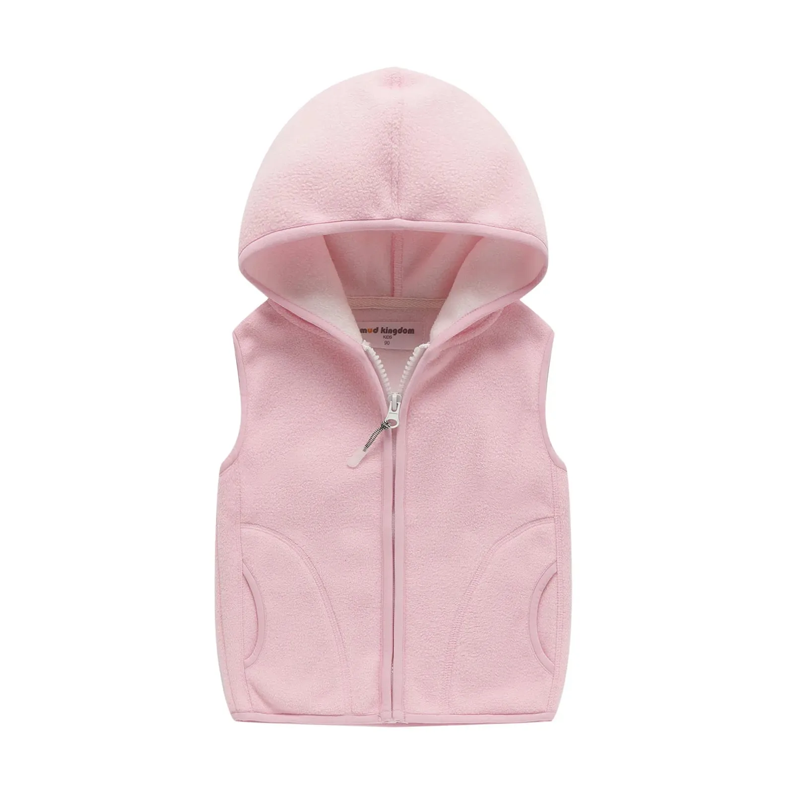 MudKingdom Toddler Boys Girls Fleece Hooded Vest Jacket Zip Up Reindeer Pattern Sleeveless Kids Outerwear for Children Clothing