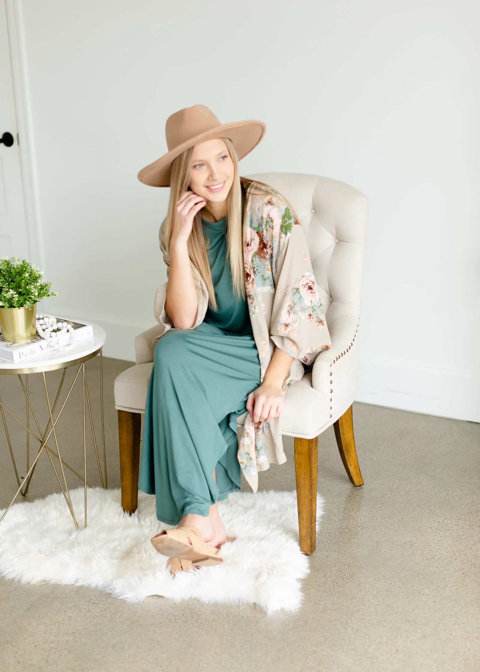 Muted Jade Round Hem T-Shirt Dress