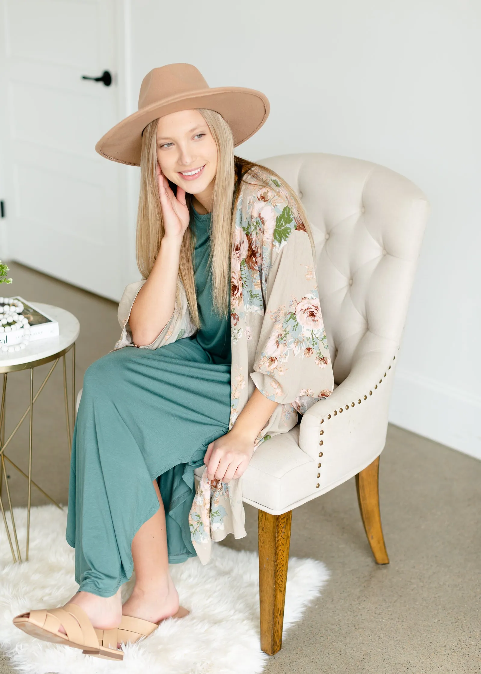 Muted Jade Round Hem T-Shirt Dress
