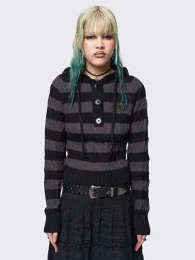 Noir Striped Knitted Hoodie