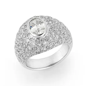 Oval & Pave Diamond Bombe Ring   WPR63