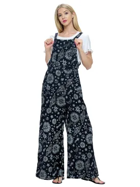 Overall Boho Jumpsuit Universe Sun Moon Print