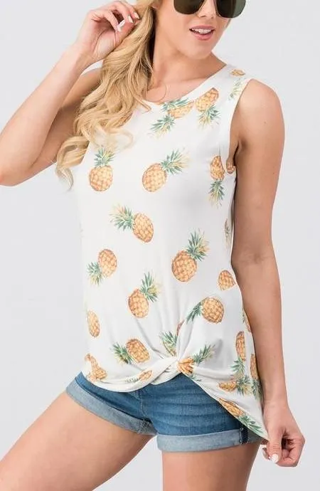 Pineapple Print Twist Top
