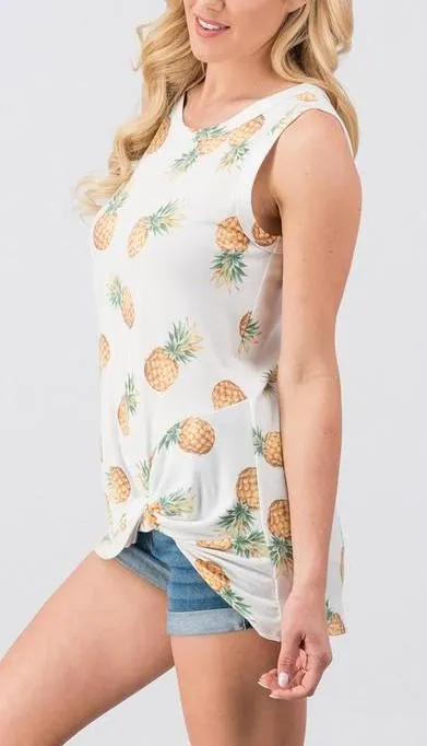 Pineapple Print Twist Top