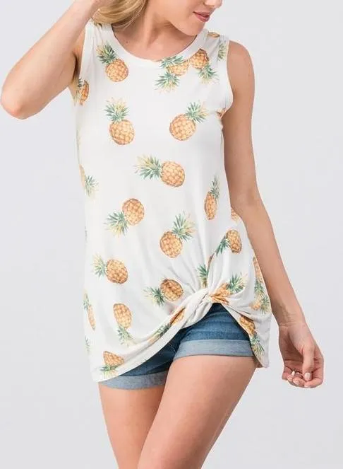 Pineapple Print Twist Top