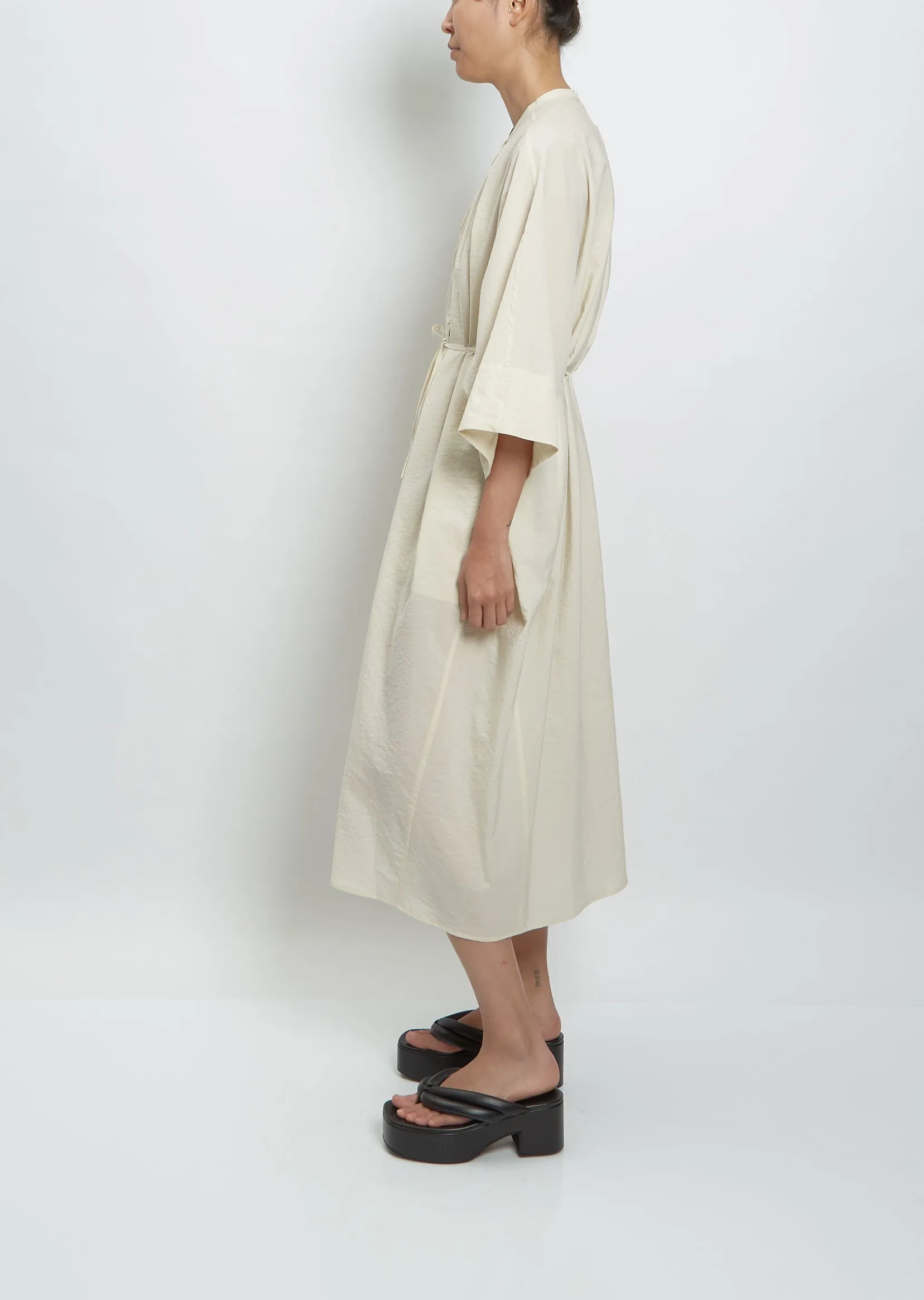 Pleated Shirt Dress — Ivory