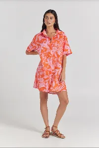 POOLSIDE PARADISO Mo'orea Shirt Dress - Watermelon