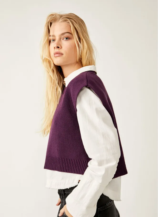 Purple Free People knitted vest in purple