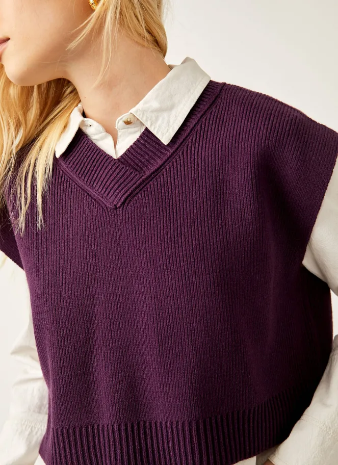Purple Free People knitted vest in purple