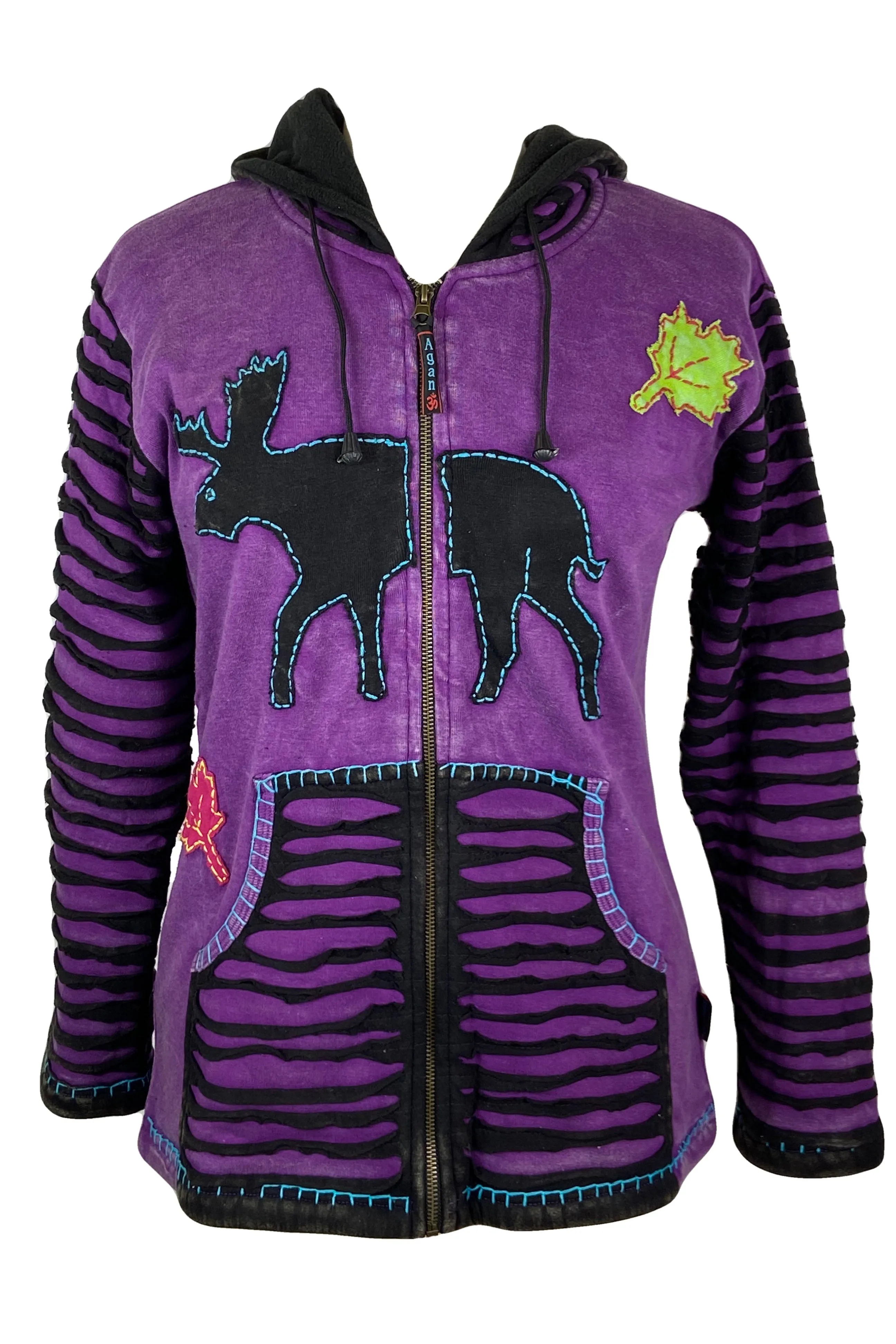 RJ 332 Rib Bohemian Reindeer Fleece Hoodie Outdoor Jacket