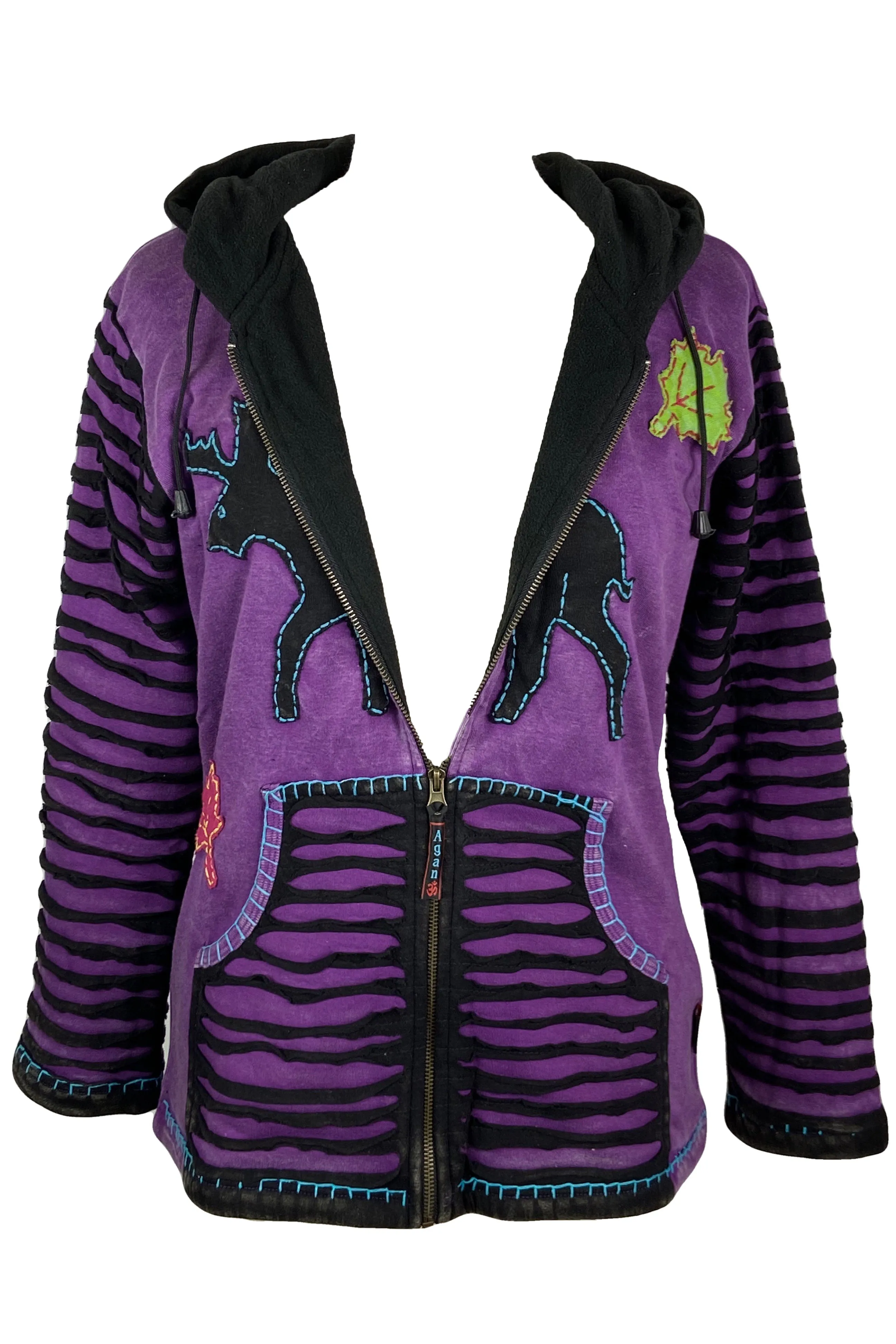 RJ 332 Rib Bohemian Reindeer Fleece Hoodie Outdoor Jacket