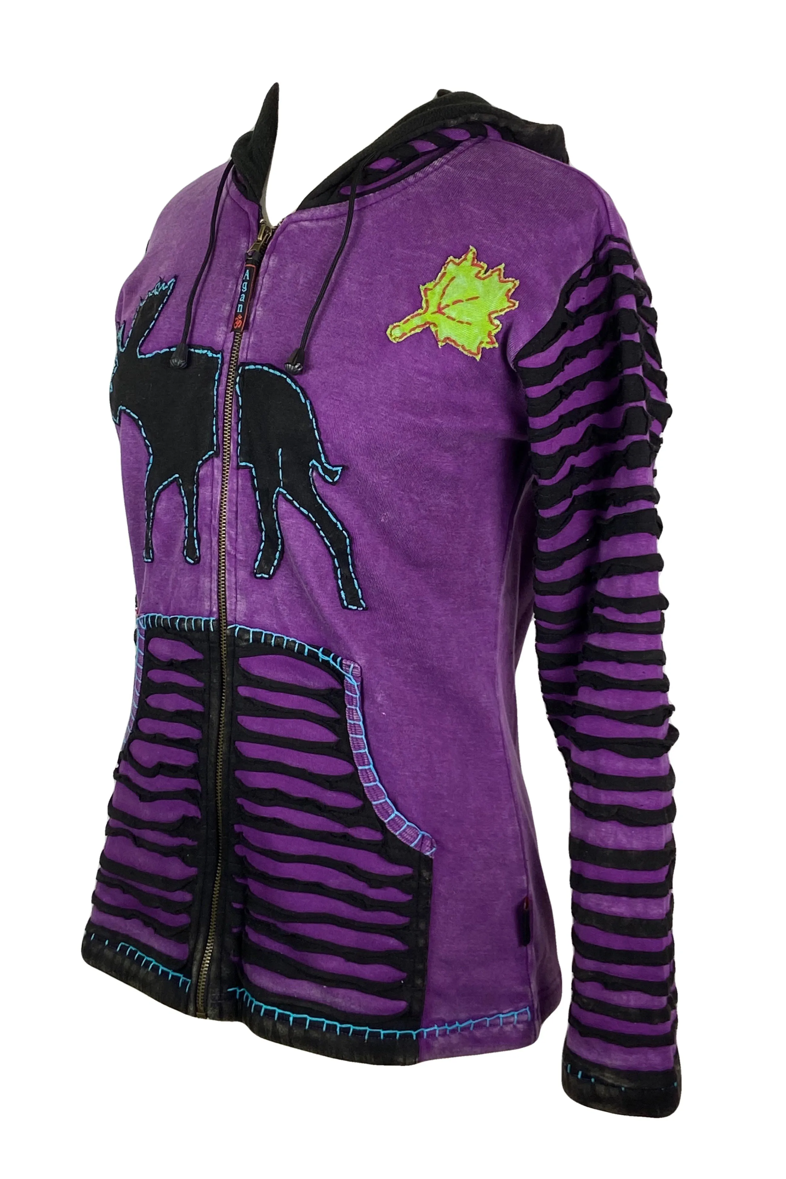 RJ 332 Rib Bohemian Reindeer Fleece Hoodie Outdoor Jacket