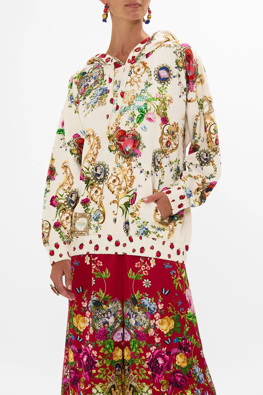 SILK HEM BAND BOYFRIEND HOODIE JUST ONE BITE SNOW WHITE