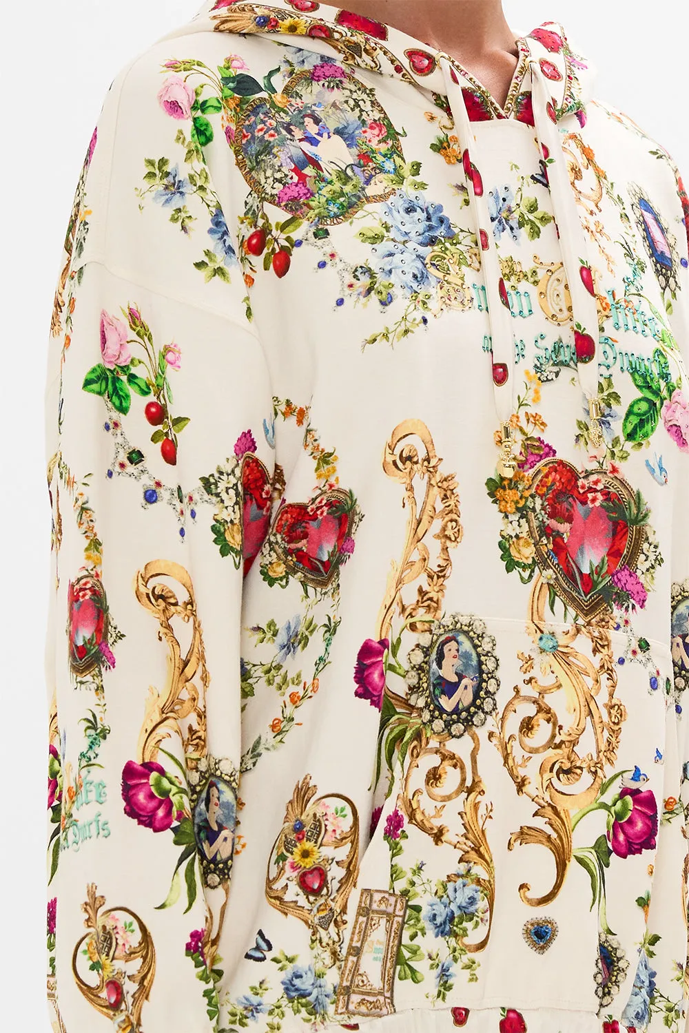 SILK HEM BAND BOYFRIEND HOODIE JUST ONE BITE SNOW WHITE