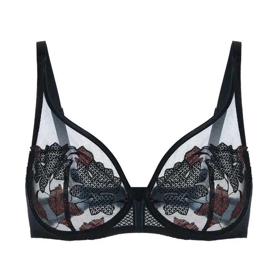 Simone Perele Dahlia Noir Copper Lace Unlined Bra, Black