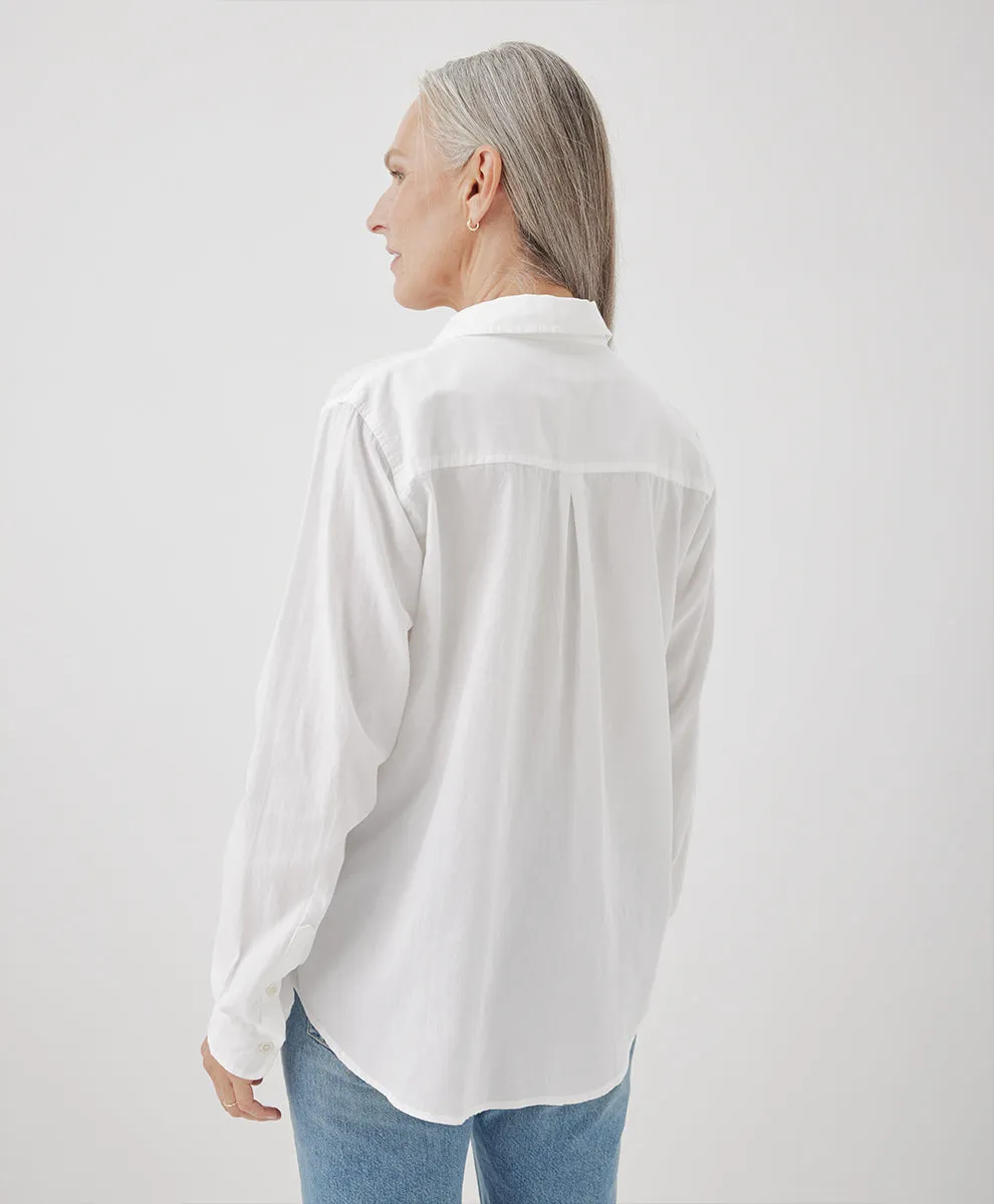 Sunset Lightweight Cotton Button-Down Shirt - White